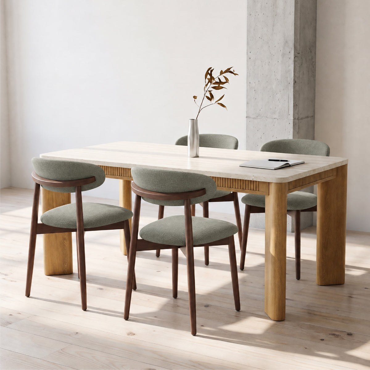 COLAMY VERSE 63" Dining Table with NOYA Dining Chairs Set for 4–6