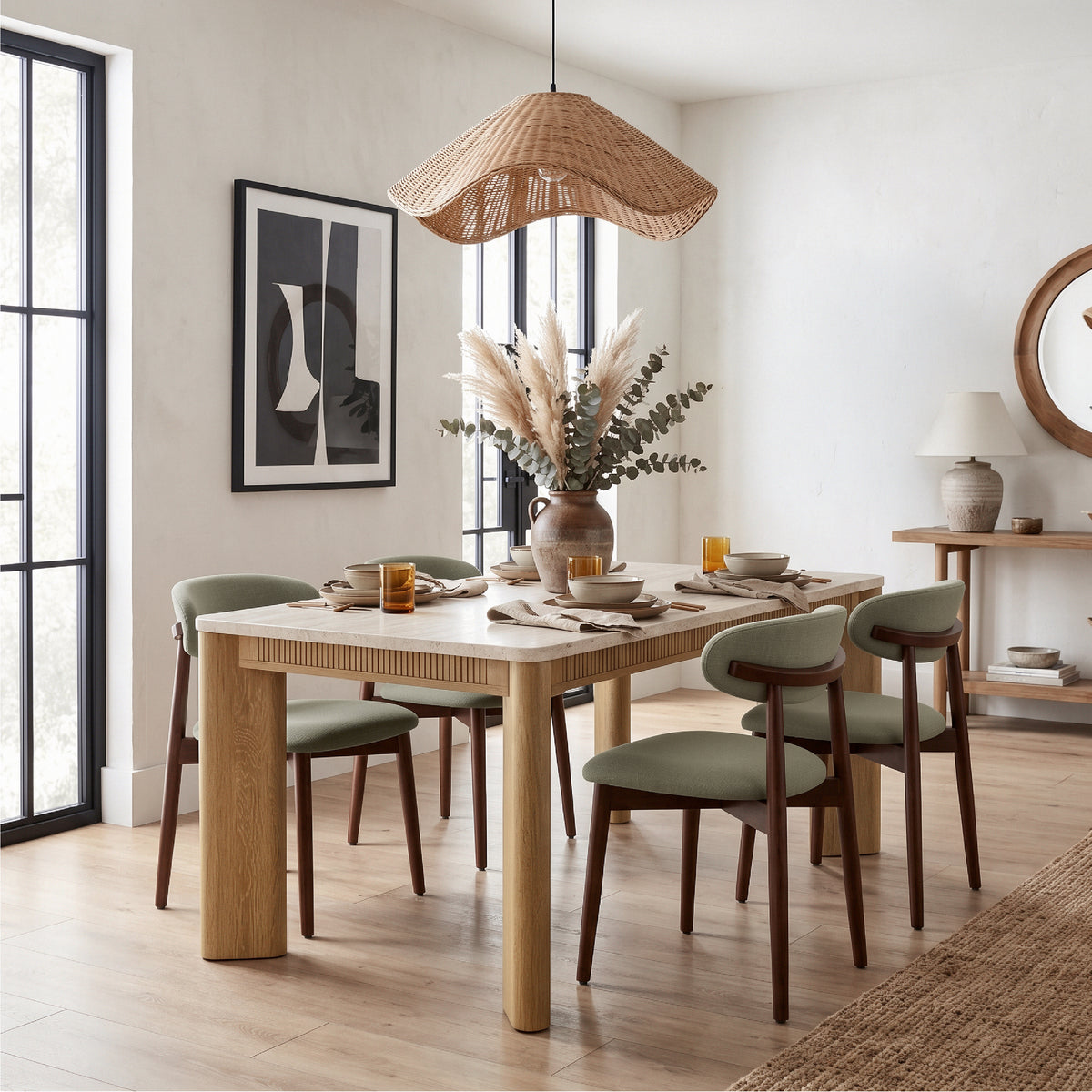 COLAMY VERSE 63" Dining Table with NOYA Dining Chairs Set for 4–6