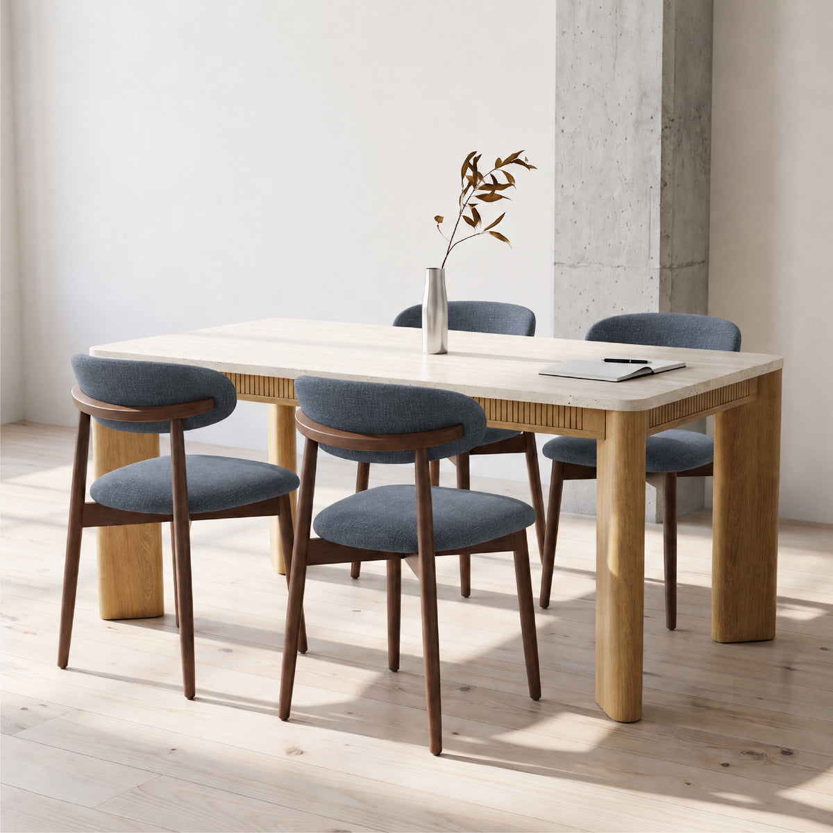 COLAMY VERSE 63" Dining Table with NOYA Dining Chairs Set for 4–6