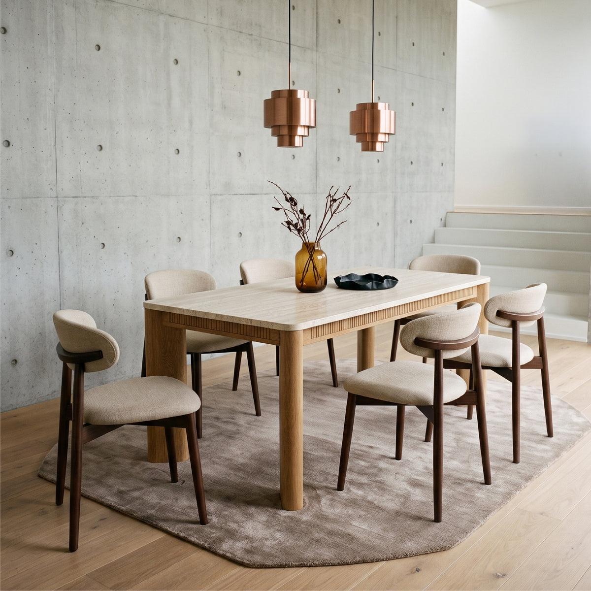 COLAMY VERSE 63" Dining Table with NOYA Dining Chairs Set for 4–6