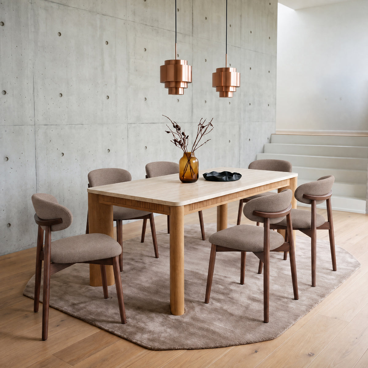 COLAMY VERSE 63" Dining Table with NOYA Dining Chairs Set for 4–6