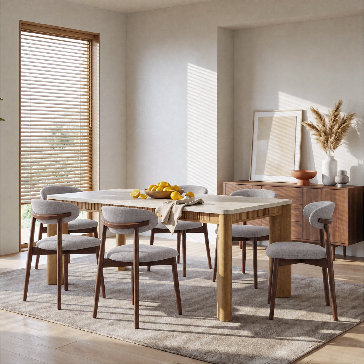 COLAMY VERSE 63" Dining Table with NOYA Dining Chairs Set for 4–6