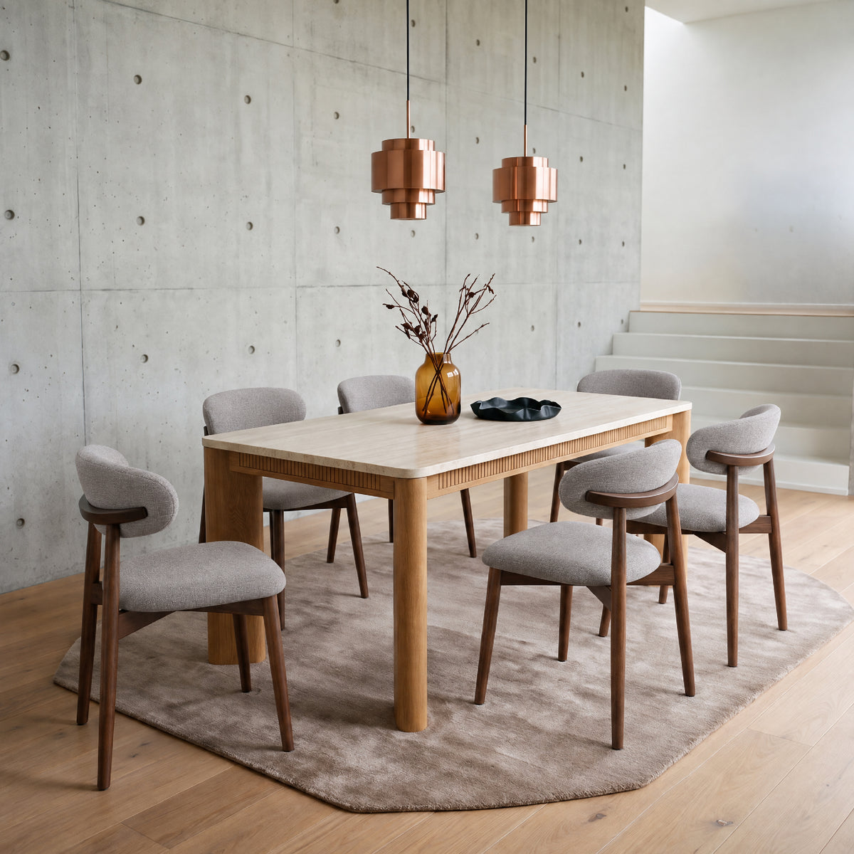 COLAMY VERSE 63" Dining Table with NOYA Dining Chairs Set for 4–6
