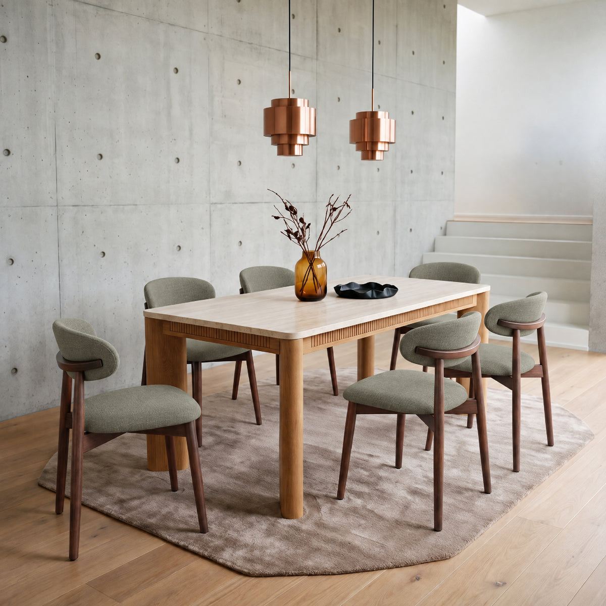 COLAMY VERSE 63" Dining Table with NOYA Dining Chairs Set for 4–6