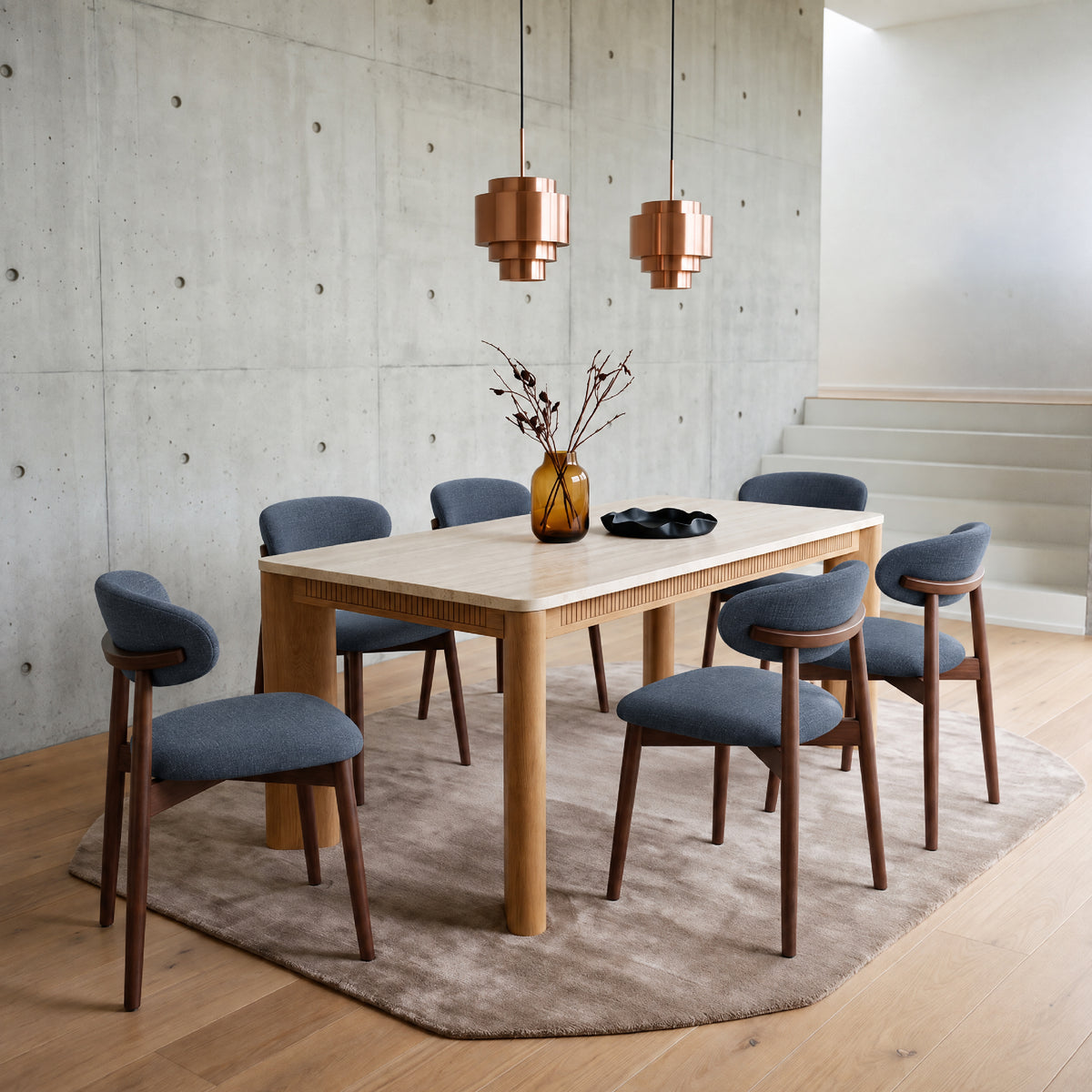 COLAMY VERSE 63" Dining Table with NOYA Dining Chairs Set for 4–6