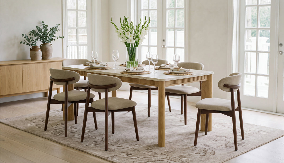 COLAMY VERSE 63" Dining Table with NOYA Dining Chairs Set for 4–6