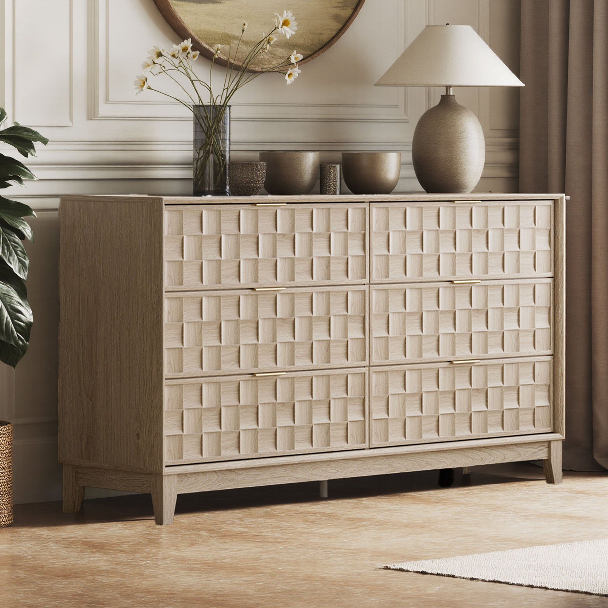 COLAMY Fluted Storage Cabinet with 6 Drawers