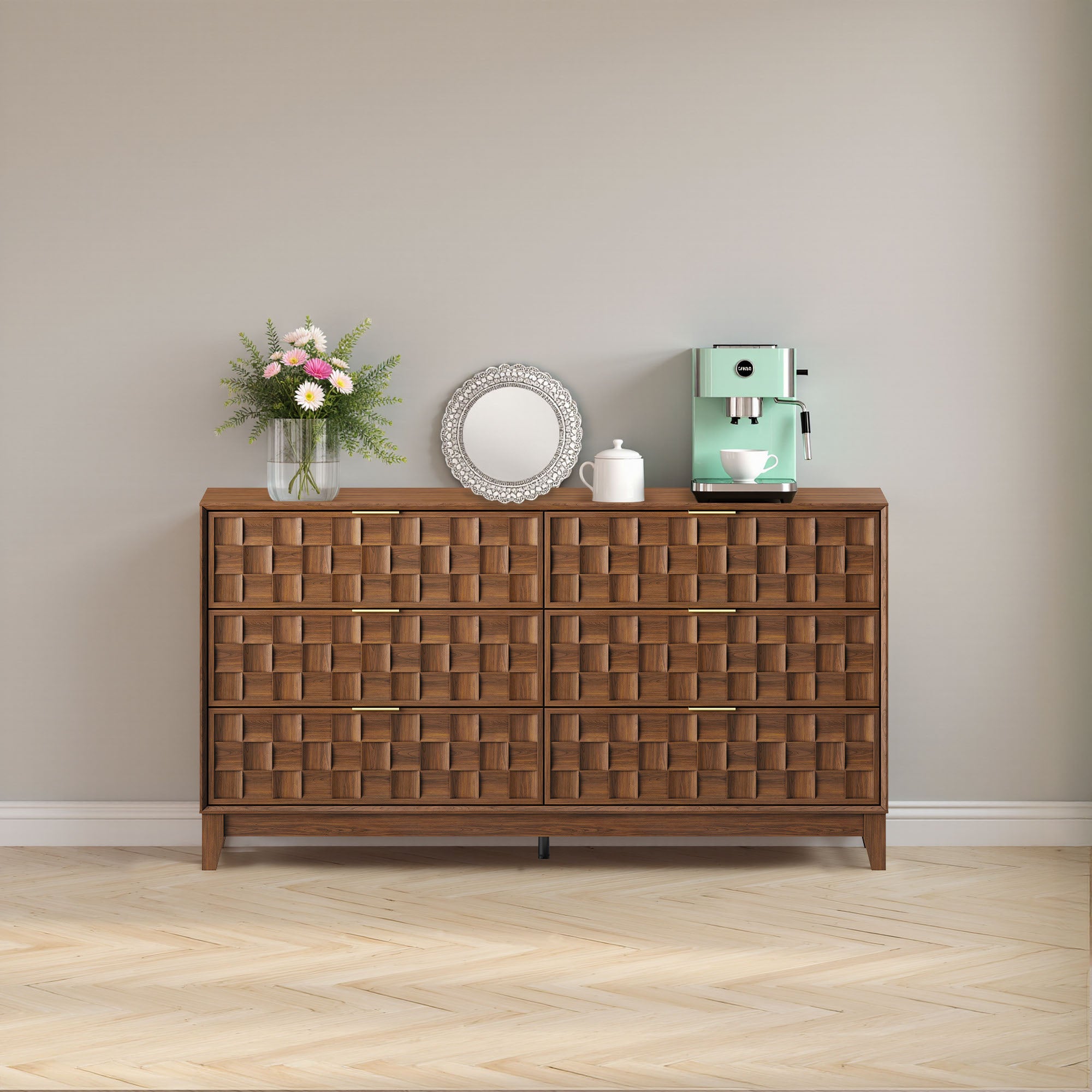 COLAMY Fluted Storage Cabinet with 6 Drawers
