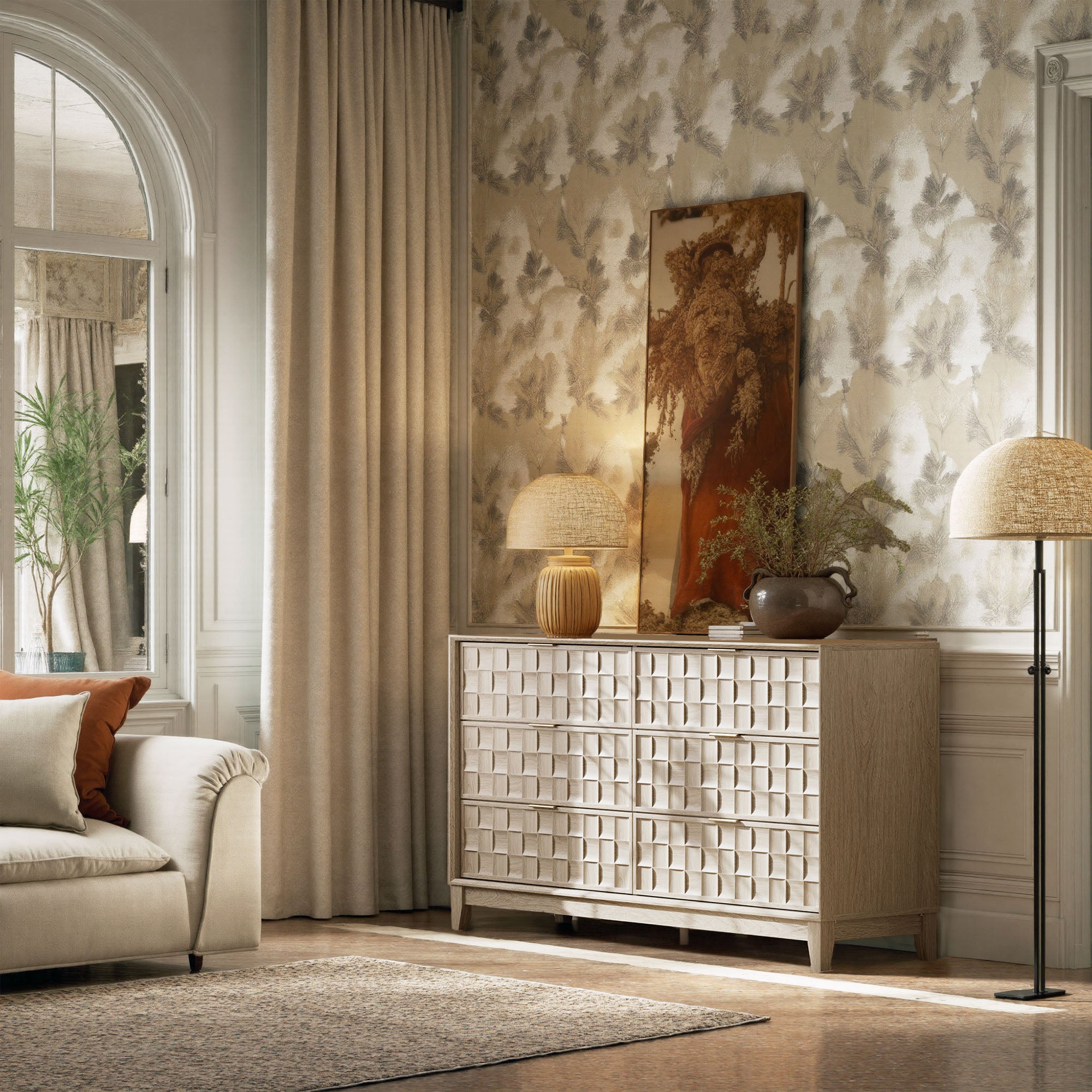 COLAMY Fluted Storage Cabinet with 6 Drawers