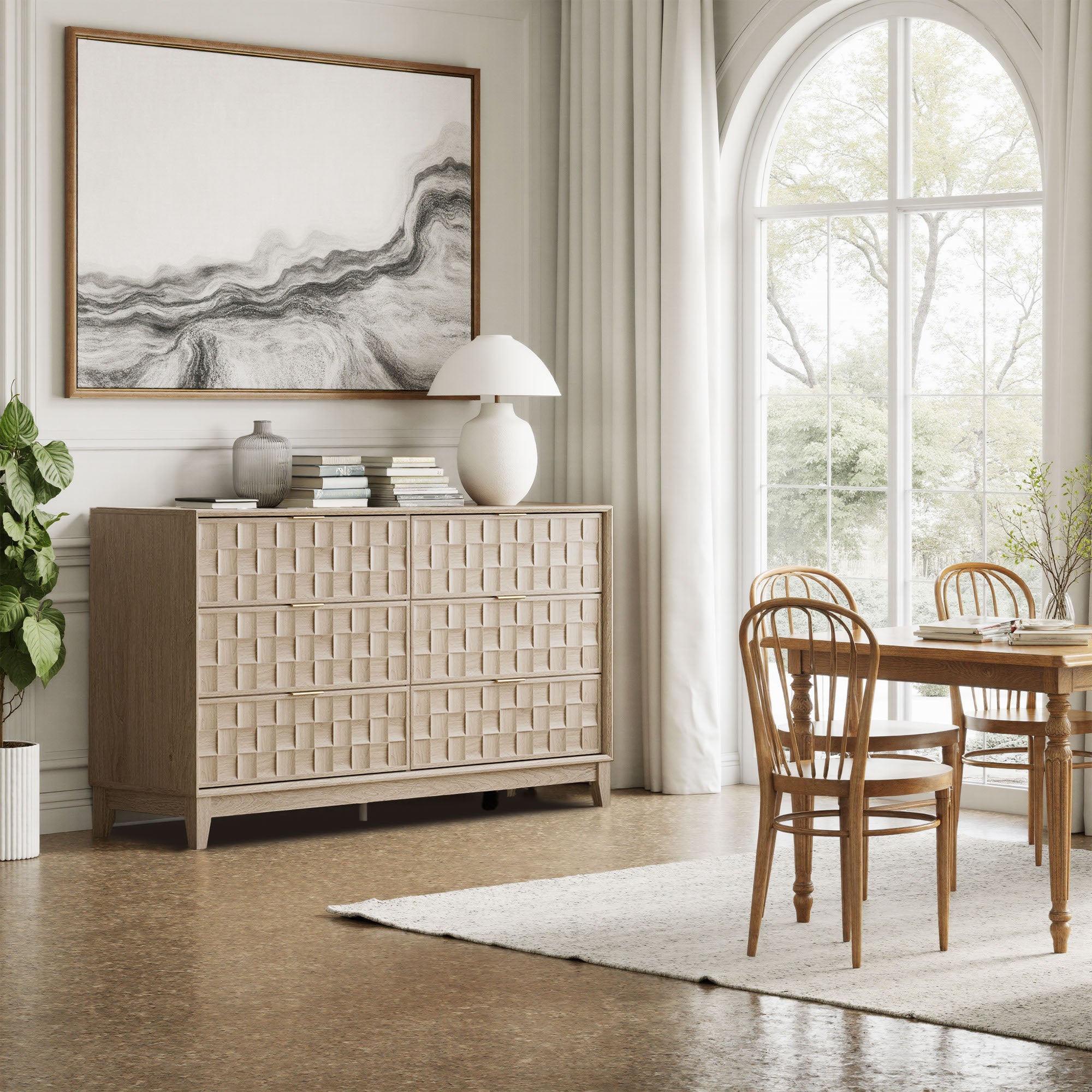 COLAMY Fluted Storage Cabinet with 6 Drawers