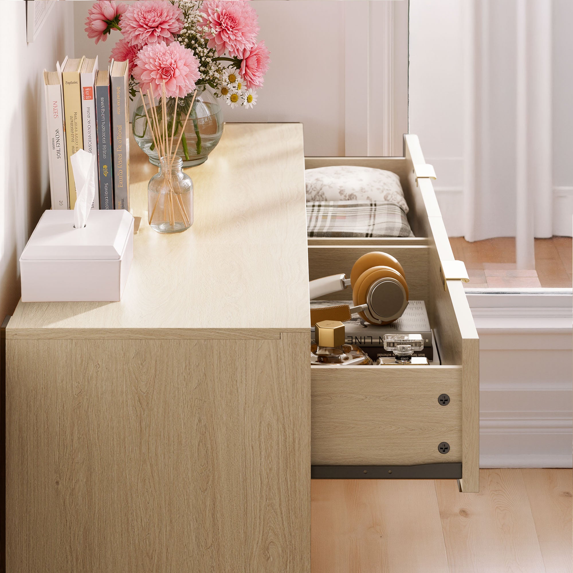 COLAMY Fluted Storage Cabinet with 6 Drawers