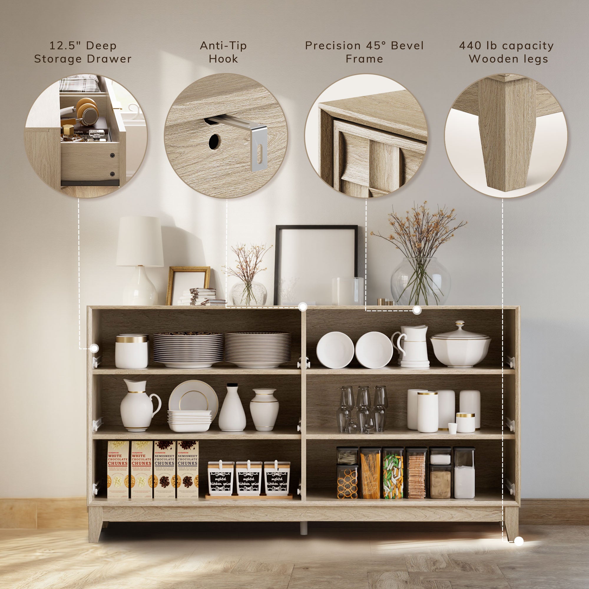 COLAMY Fluted Storage Cabinet with 6 Drawers