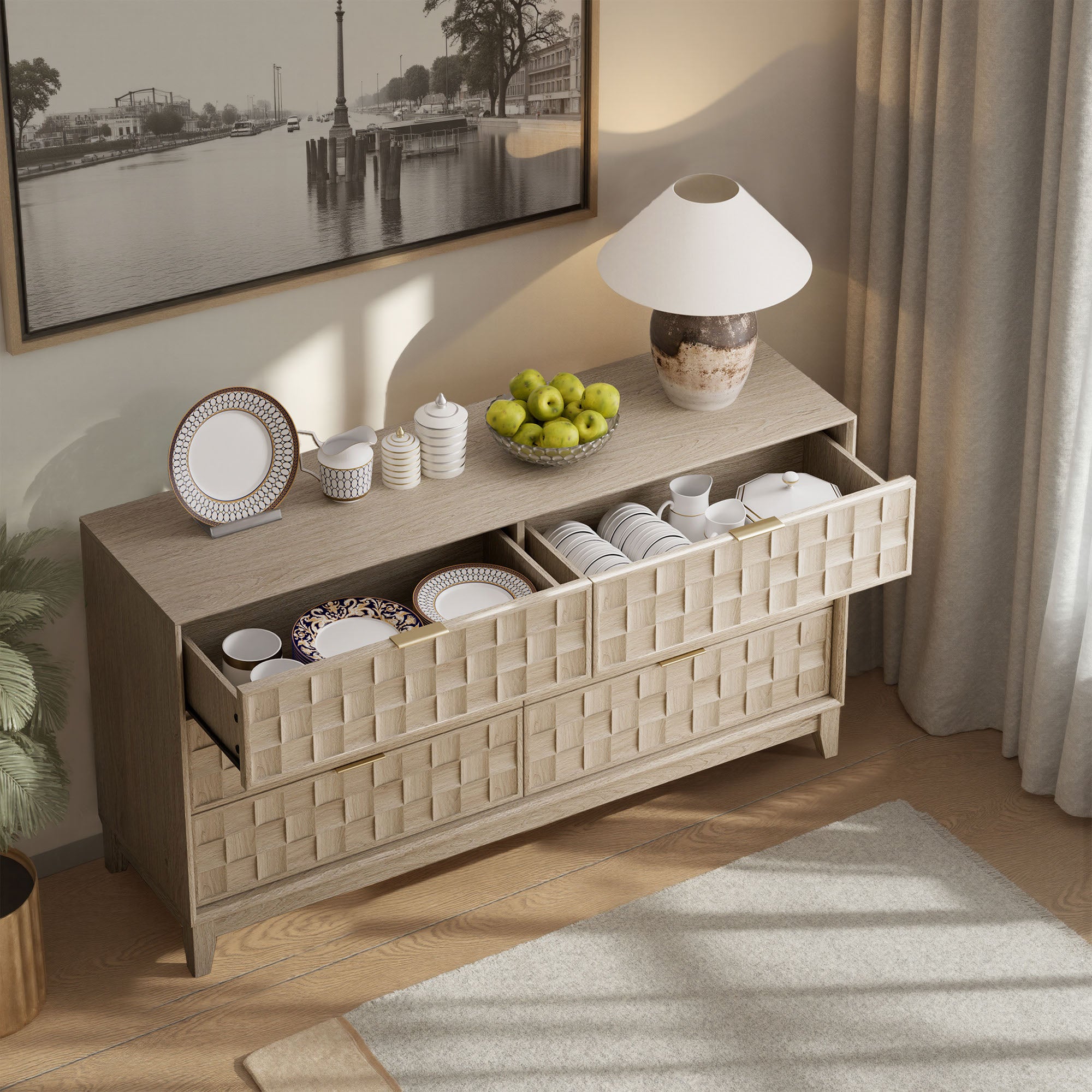 COLAMY Fluted Storage Cabinet with 6 Drawers