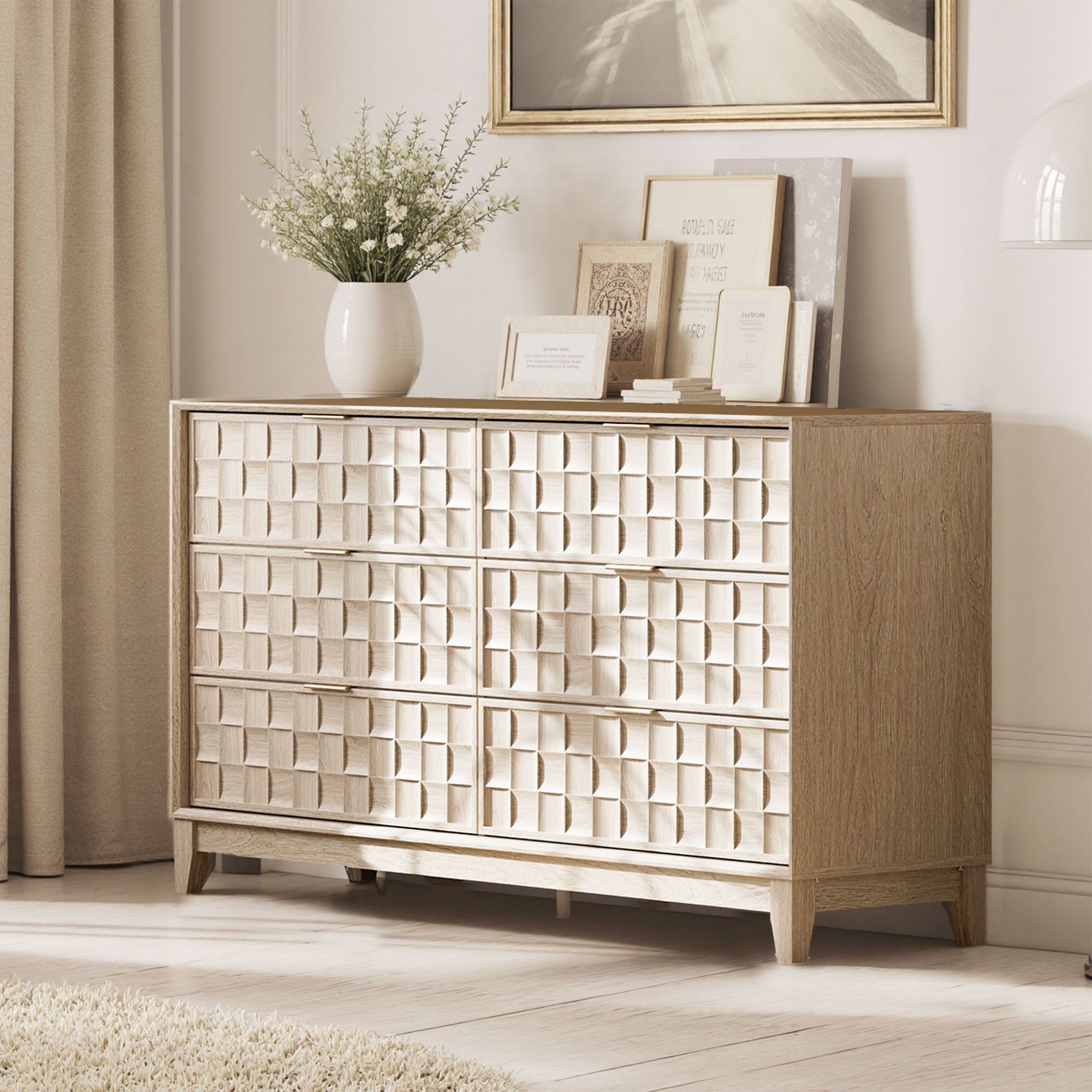 COLAMY Fluted Storage Cabinet with 6 Drawers