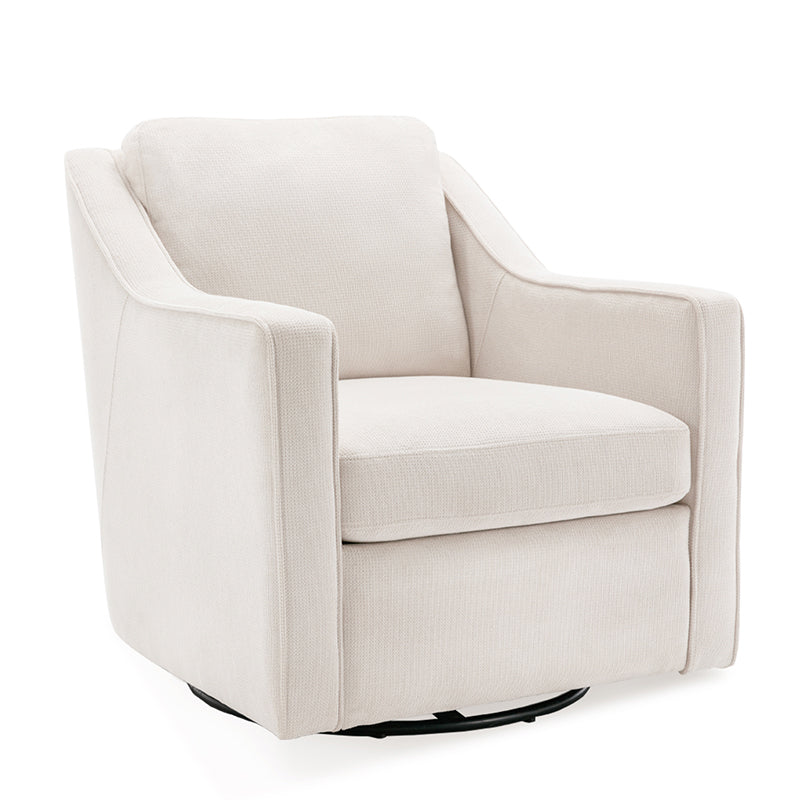 COLAMY Beige Color 360° Swivel Accent Chair Upholstered Fabric Leisure Armchair