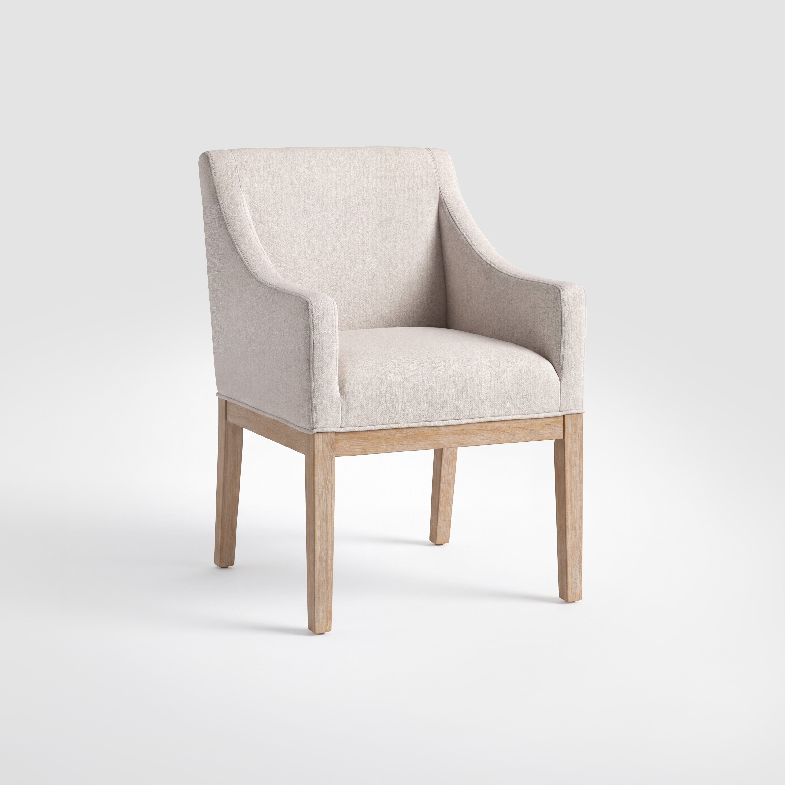 COLAMY ELVIA Upholstered Dining Chair with Arms – Solid Wood Frame