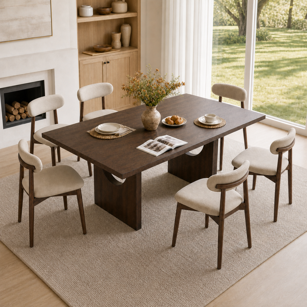 COLAMY HALO 72" Dining Table with NOYA Dining Chairs Set for 4-6