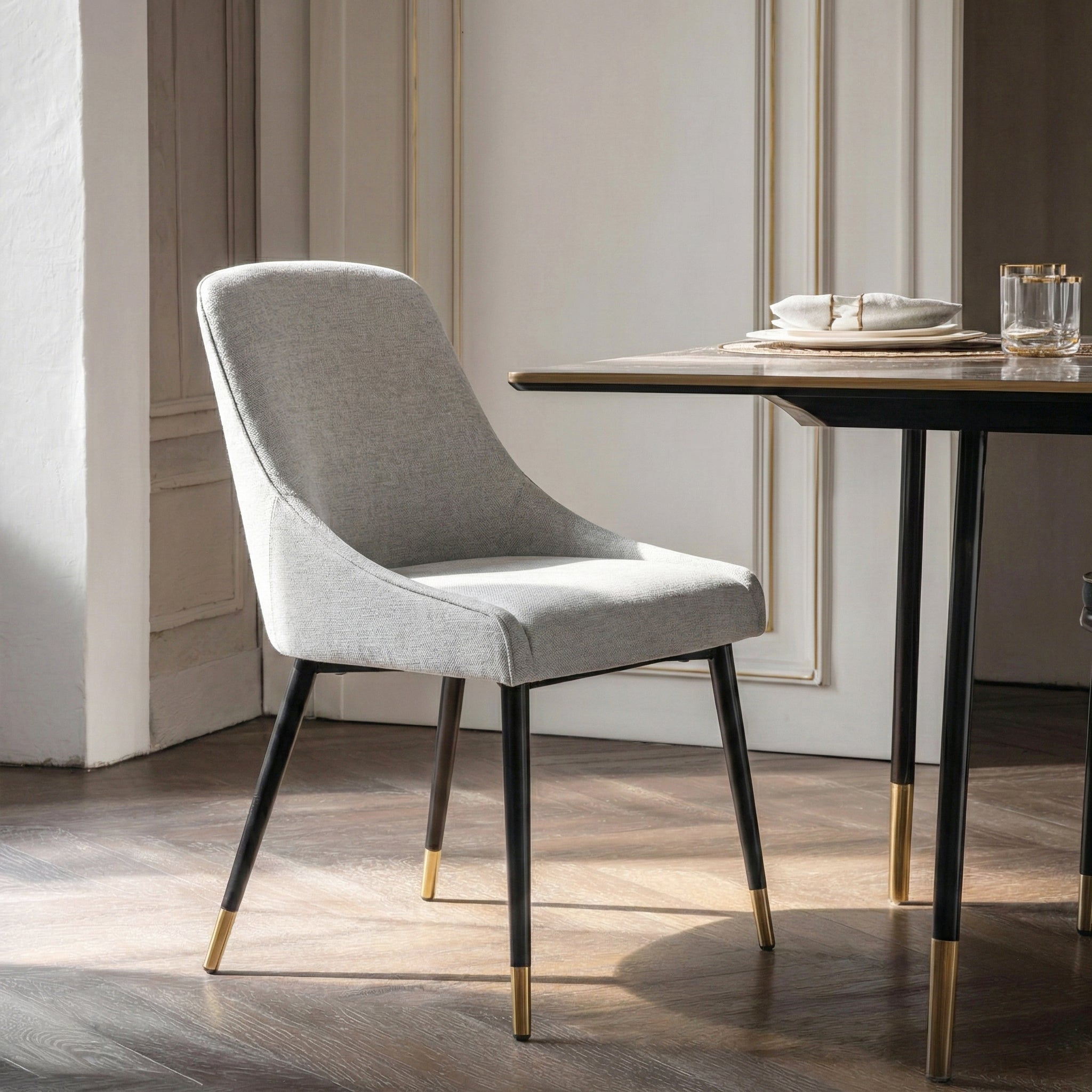 COLAMY LUMA Modern Fabric & Metal Dining Chair
