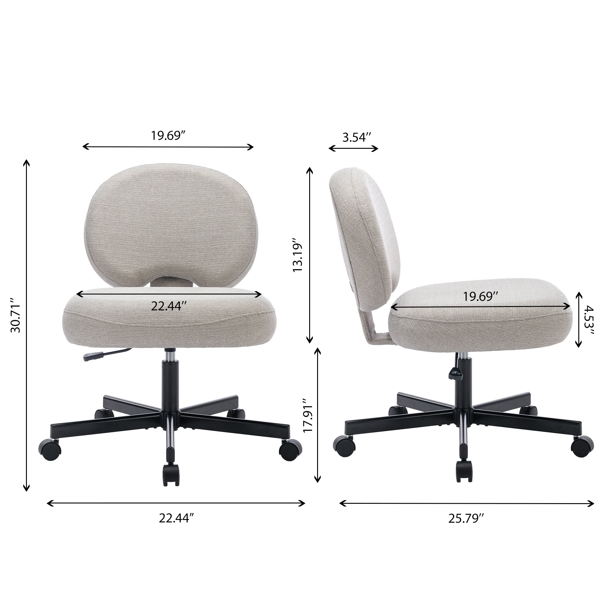 COLAMY Mid-back Ergonomic Swivel Vanity Office Chair Model.7309