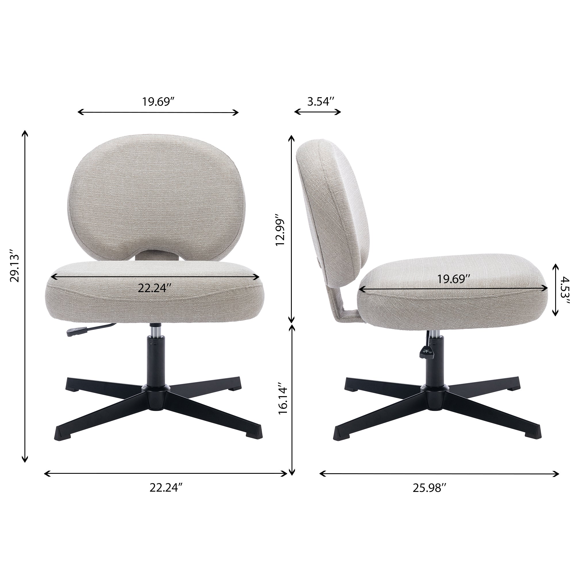 COLAMY Mid-back Ergonomic Swivel Vanity Office Chair Model.7309