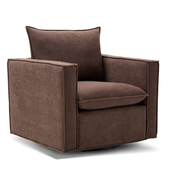 COLAMY 34“ Wide Sherpa Upholstered 360° Swiveling Accent Chair with Pillows Model.1750