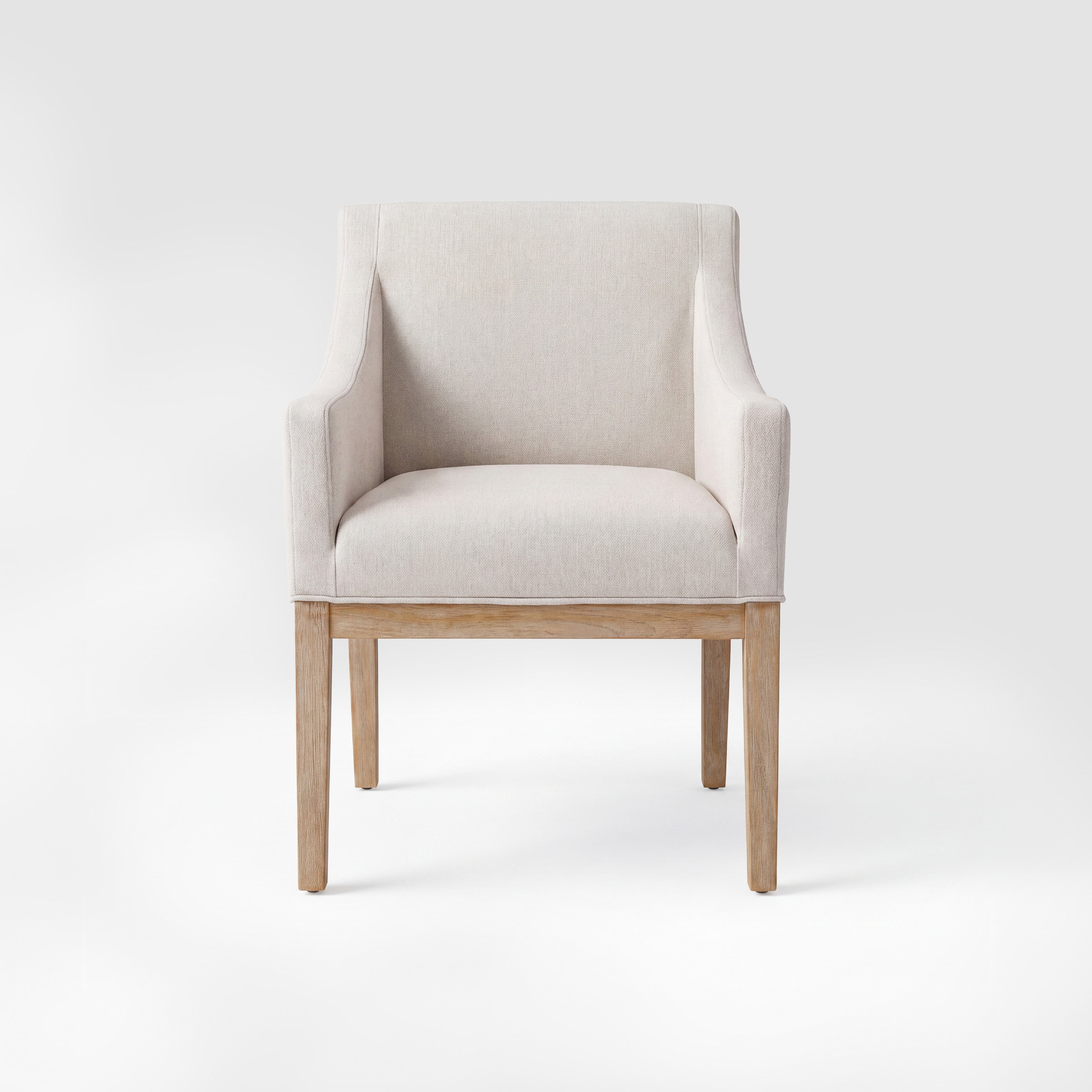 COLAMY ELVIA Upholstered Dining Chair with Arms – Solid Wood Frame