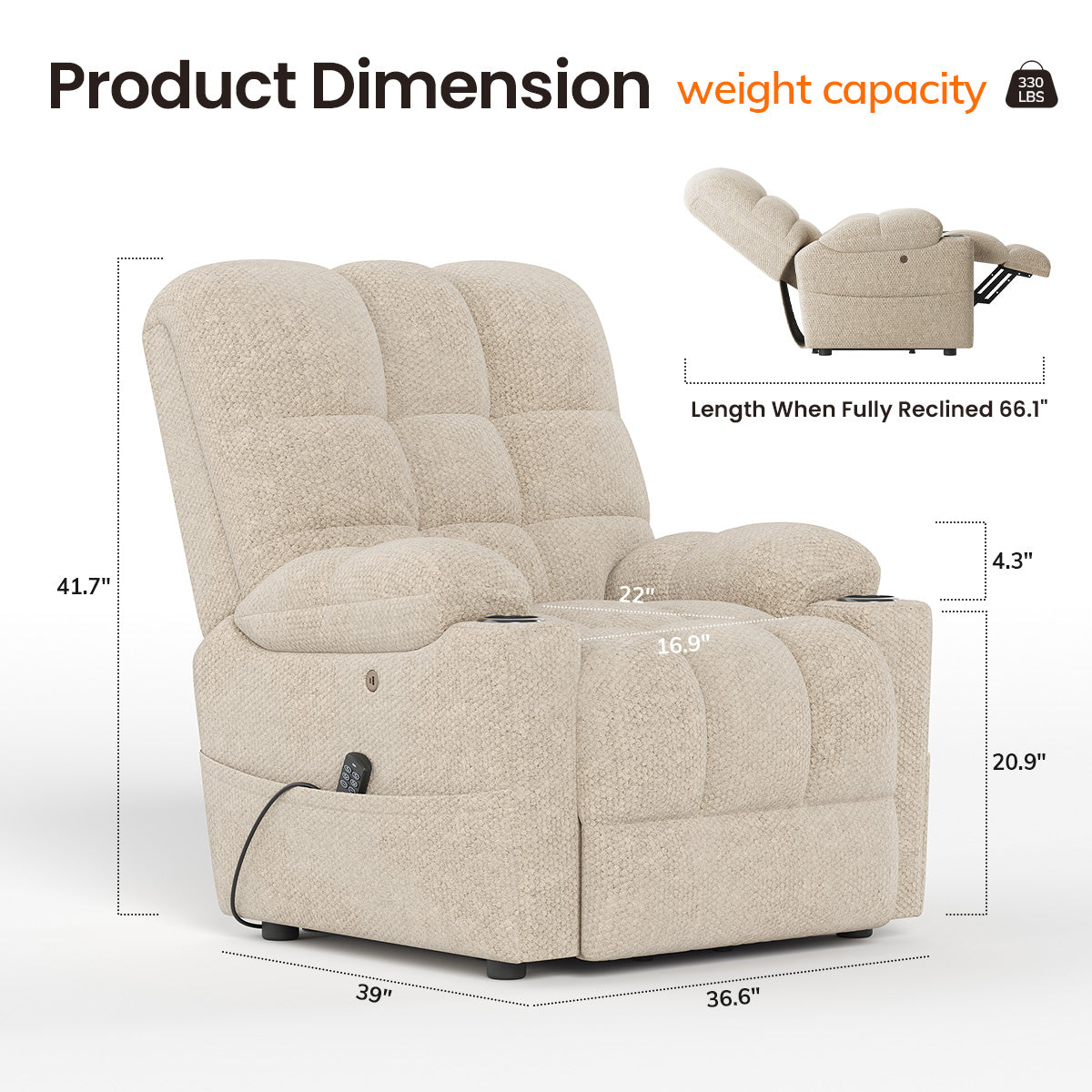 COLAMY SERENE Power Lift Recliner Massage Chair