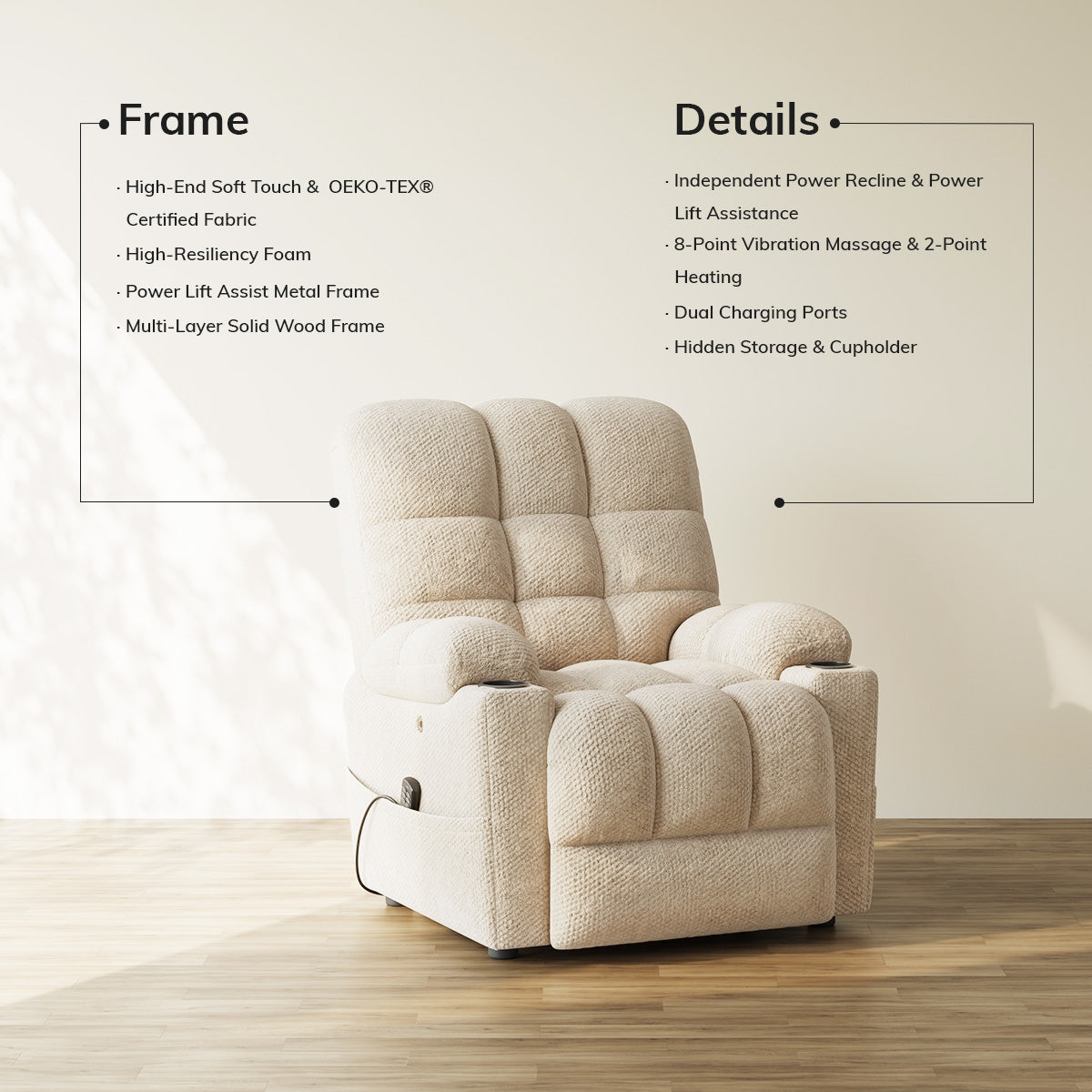 COLAMY SERENE Power Lift Recliner Massage Chair