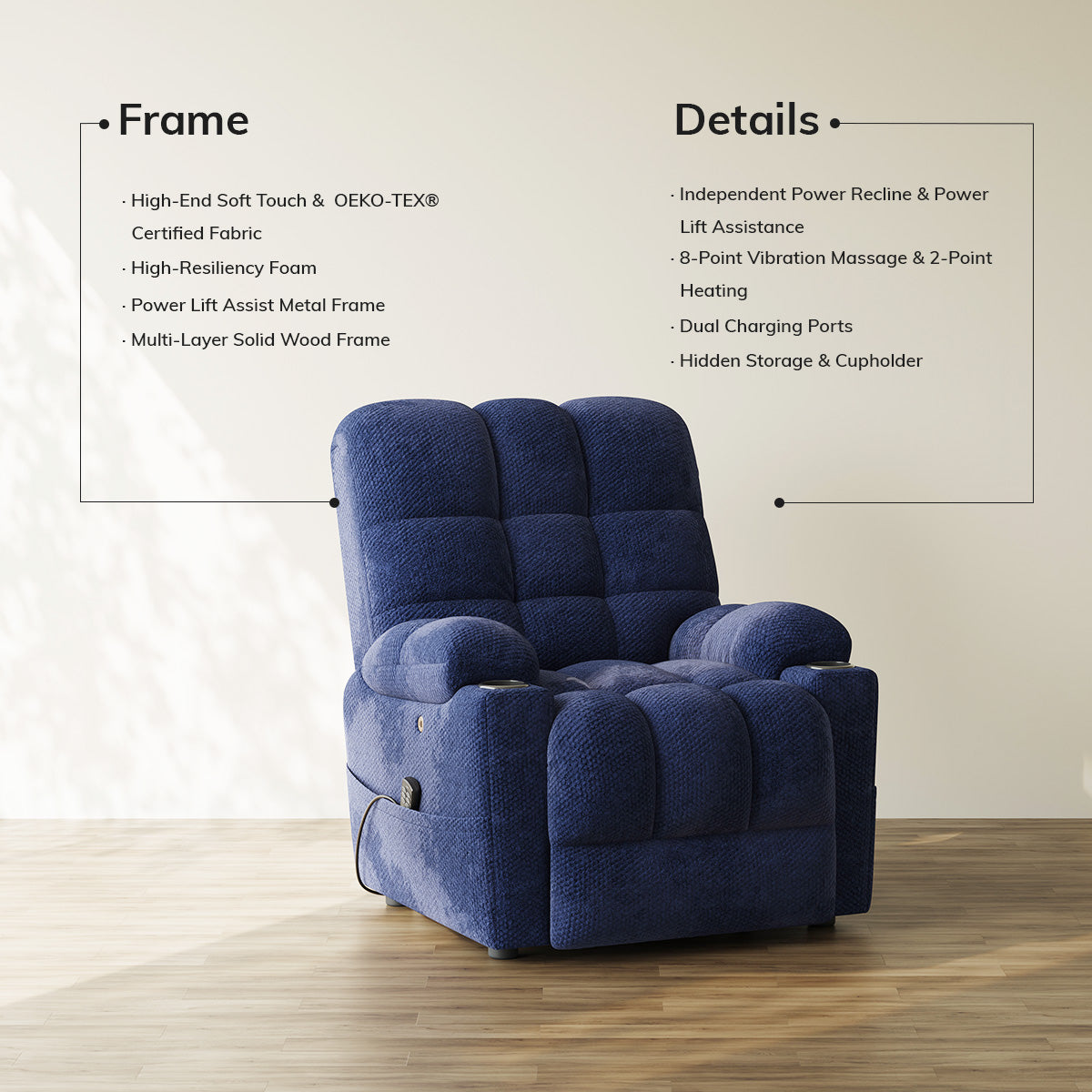 COLAMY SERENE Power Lift Recliner Massage Chair