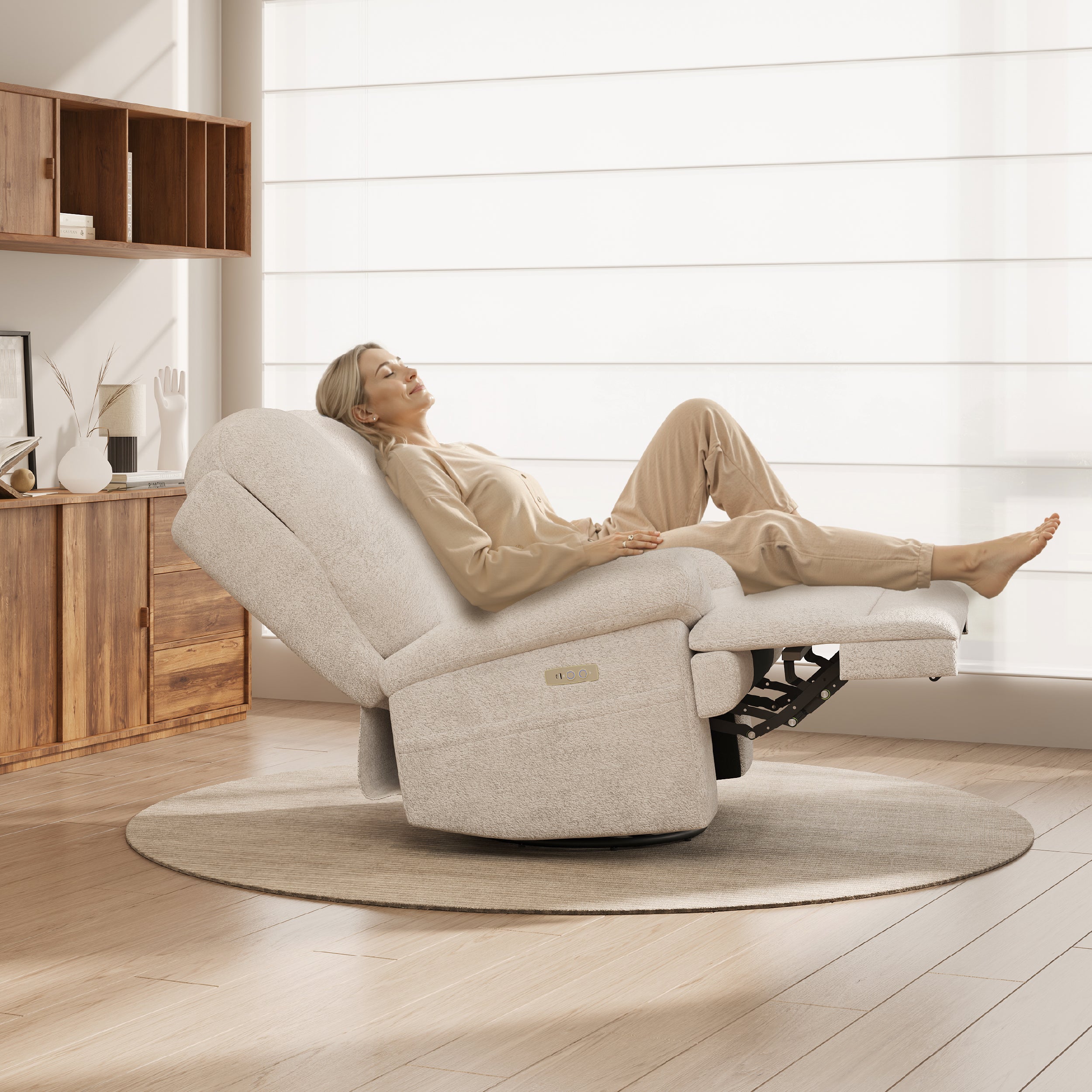 COLAMY FLOREN Plush-Power Swivel Recliner