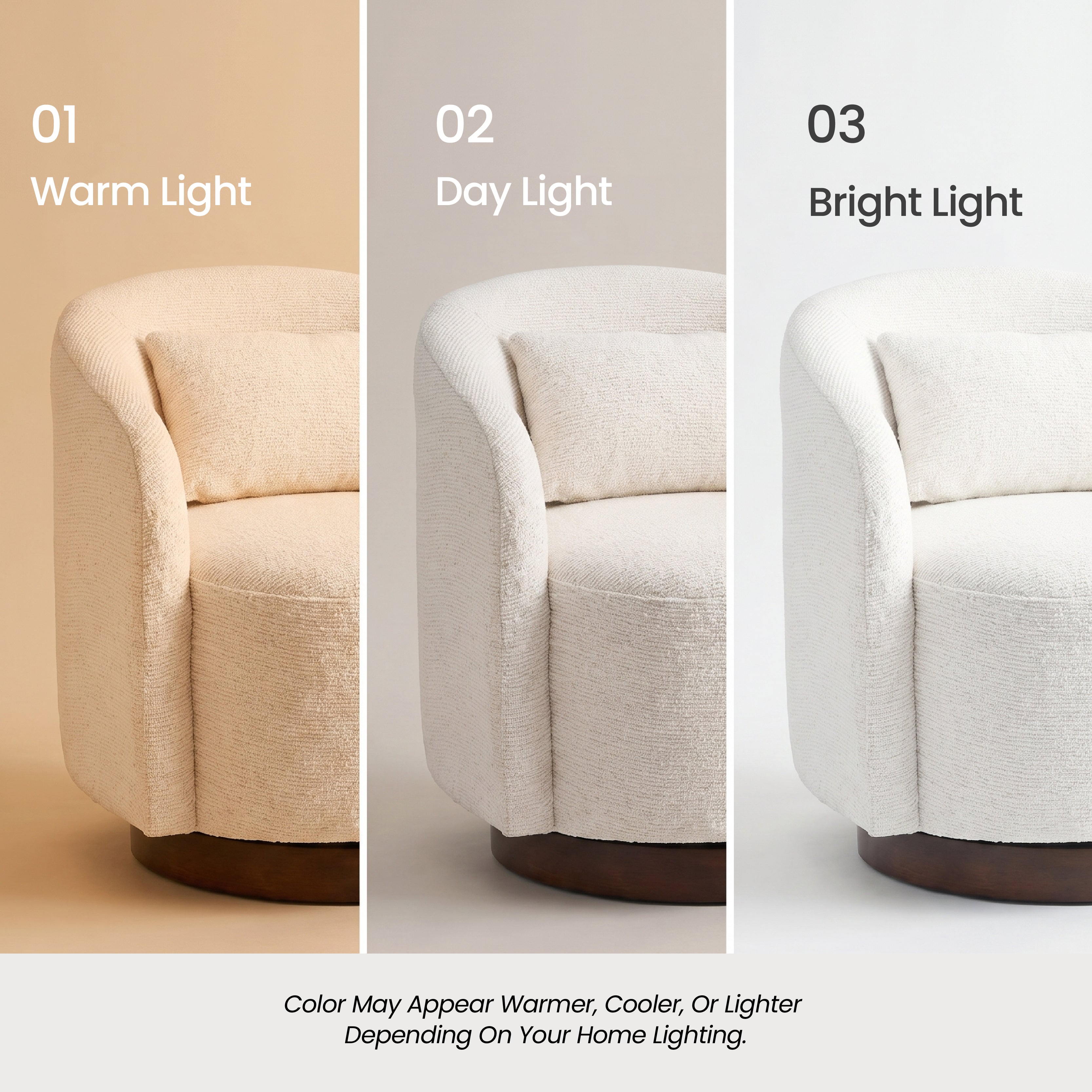 COLAMY AURA Rounded Barrel Swivel Accent Chair