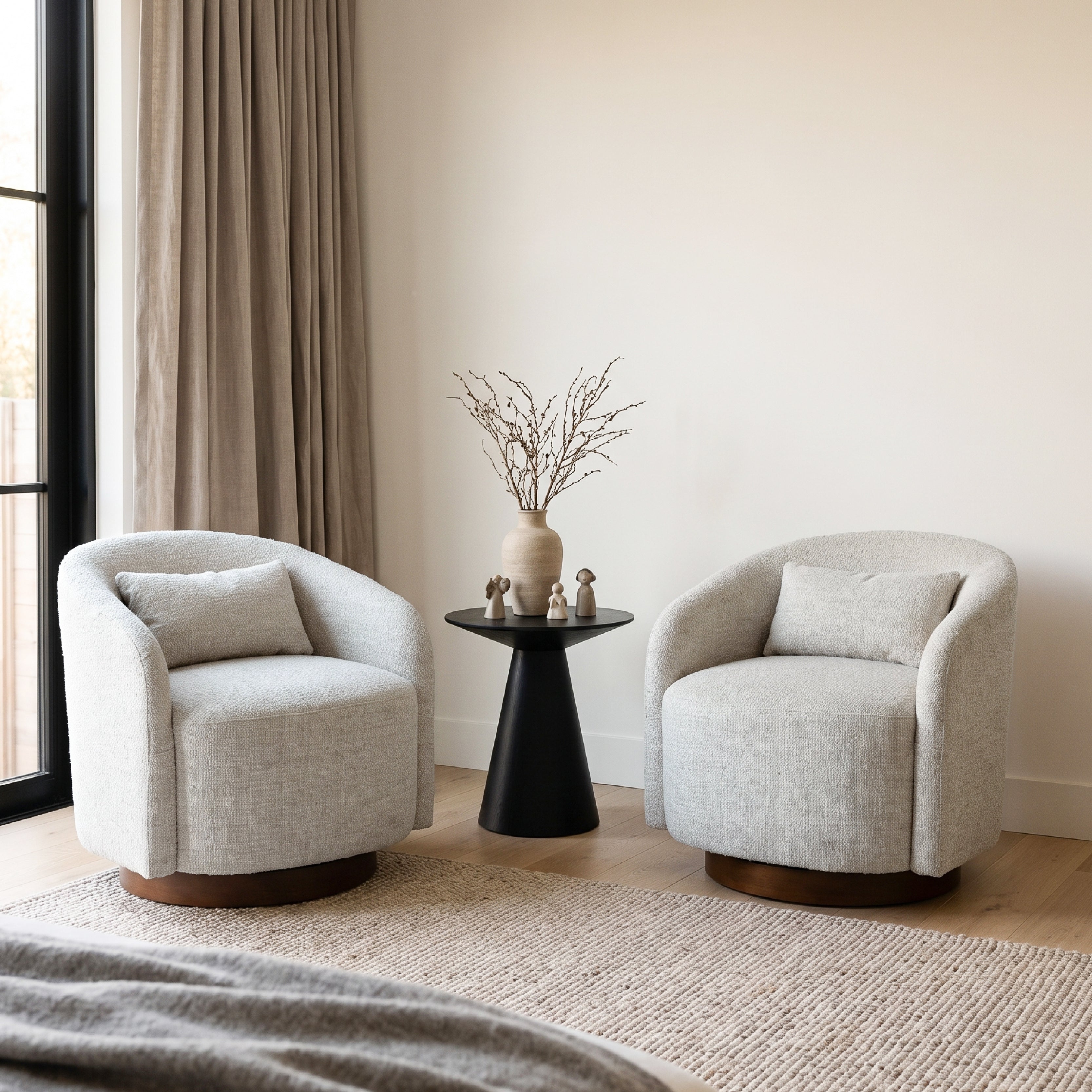COLAMY AURA Rounded Barrel Swivel Accent Chair