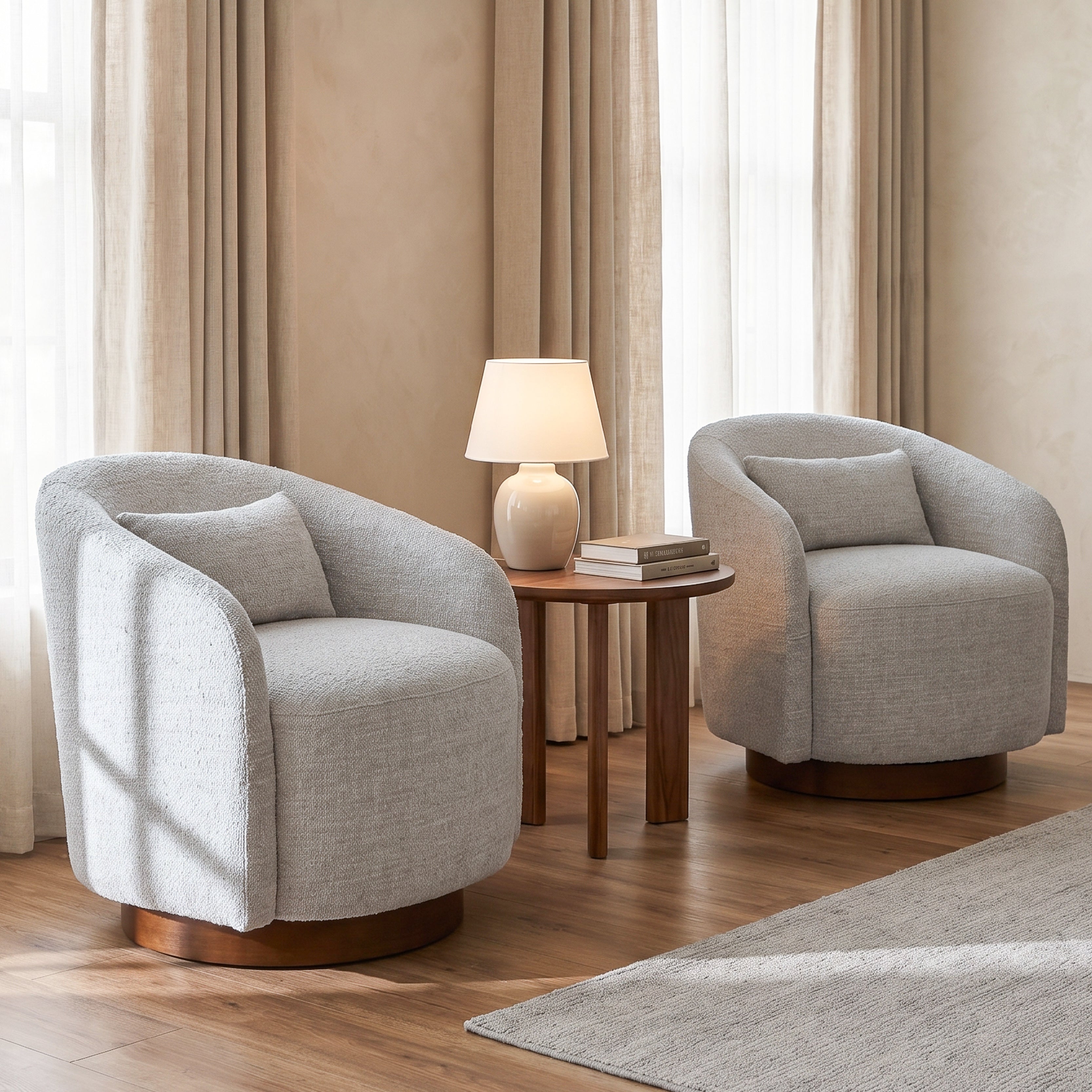 COLAMY AURA Rounded Barrel Swivel Accent Chair