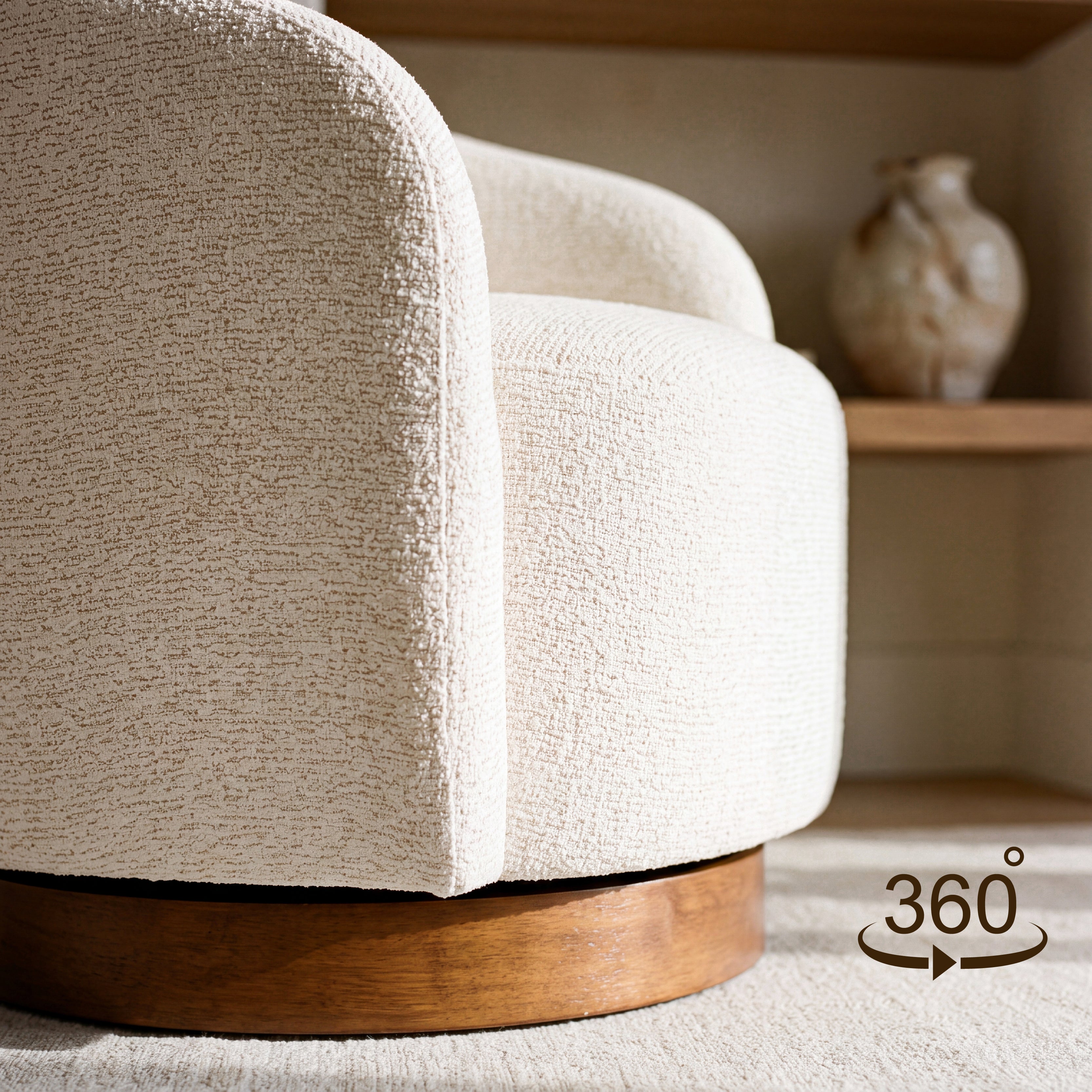 COLAMY AURA Rounded Barrel Swivel Accent Chair