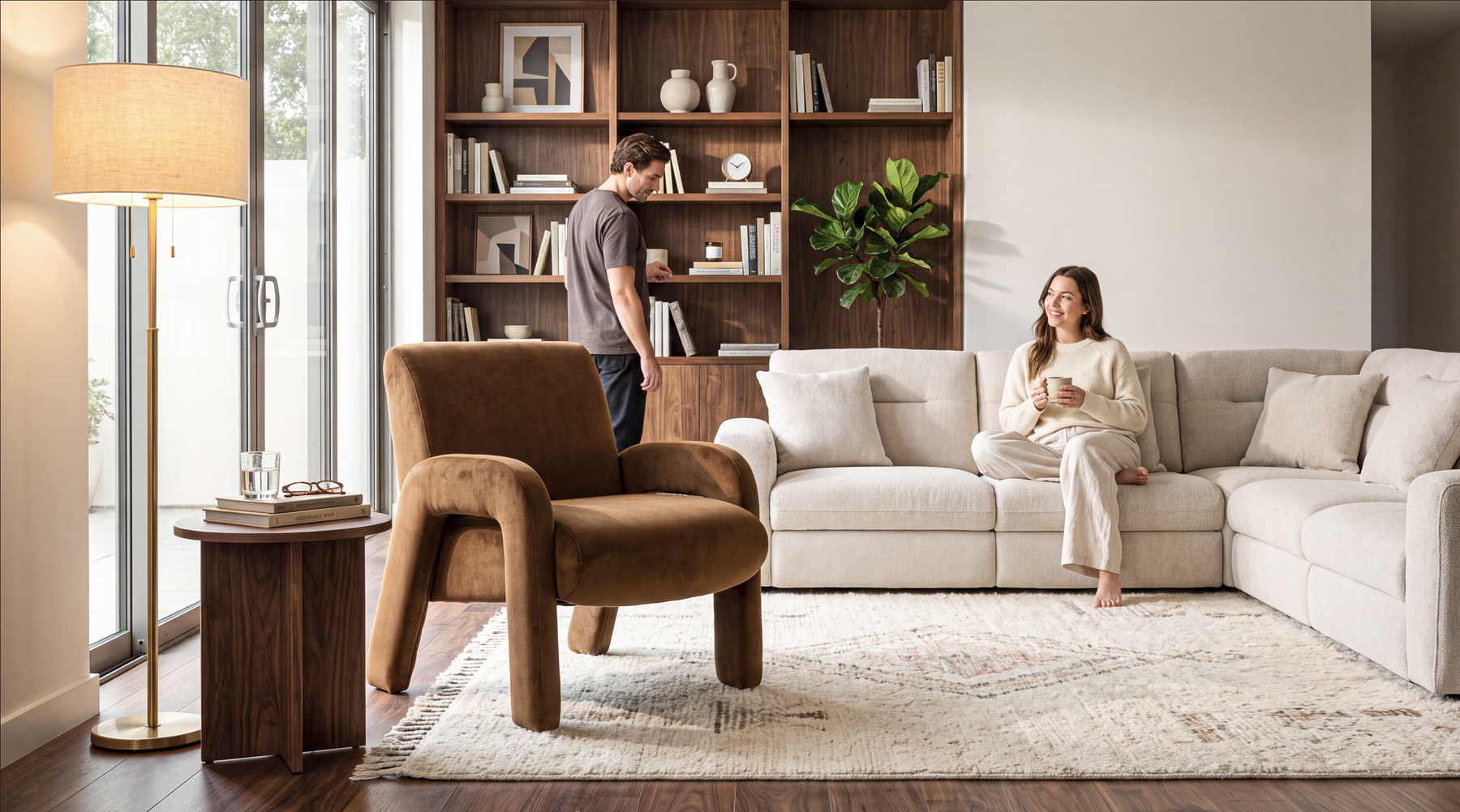 COLAMY AURA Furniture Fully Upholstered Velvet Accent Chair