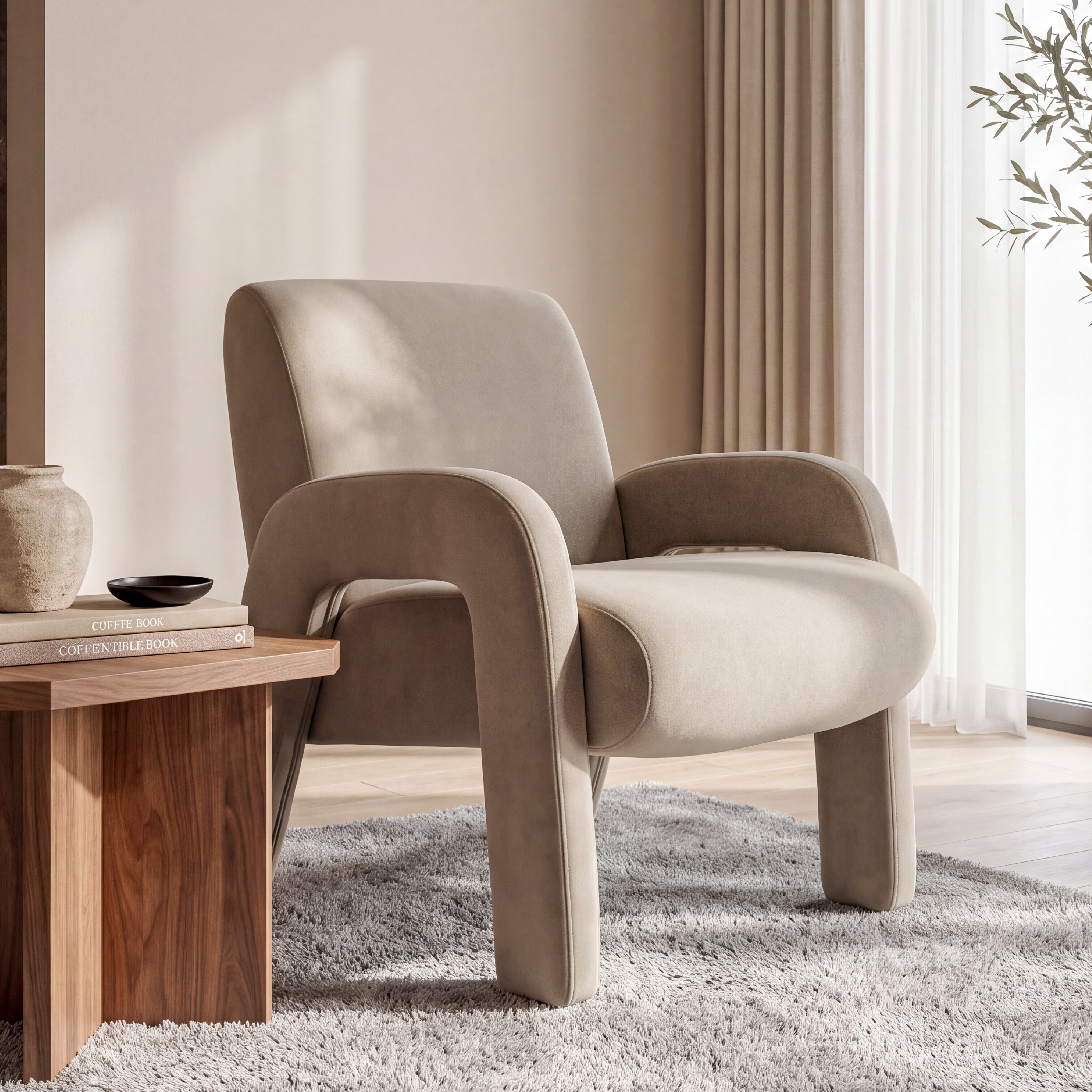 COLAMY AURA Furniture Fully Upholstered Velvet Accent Chair