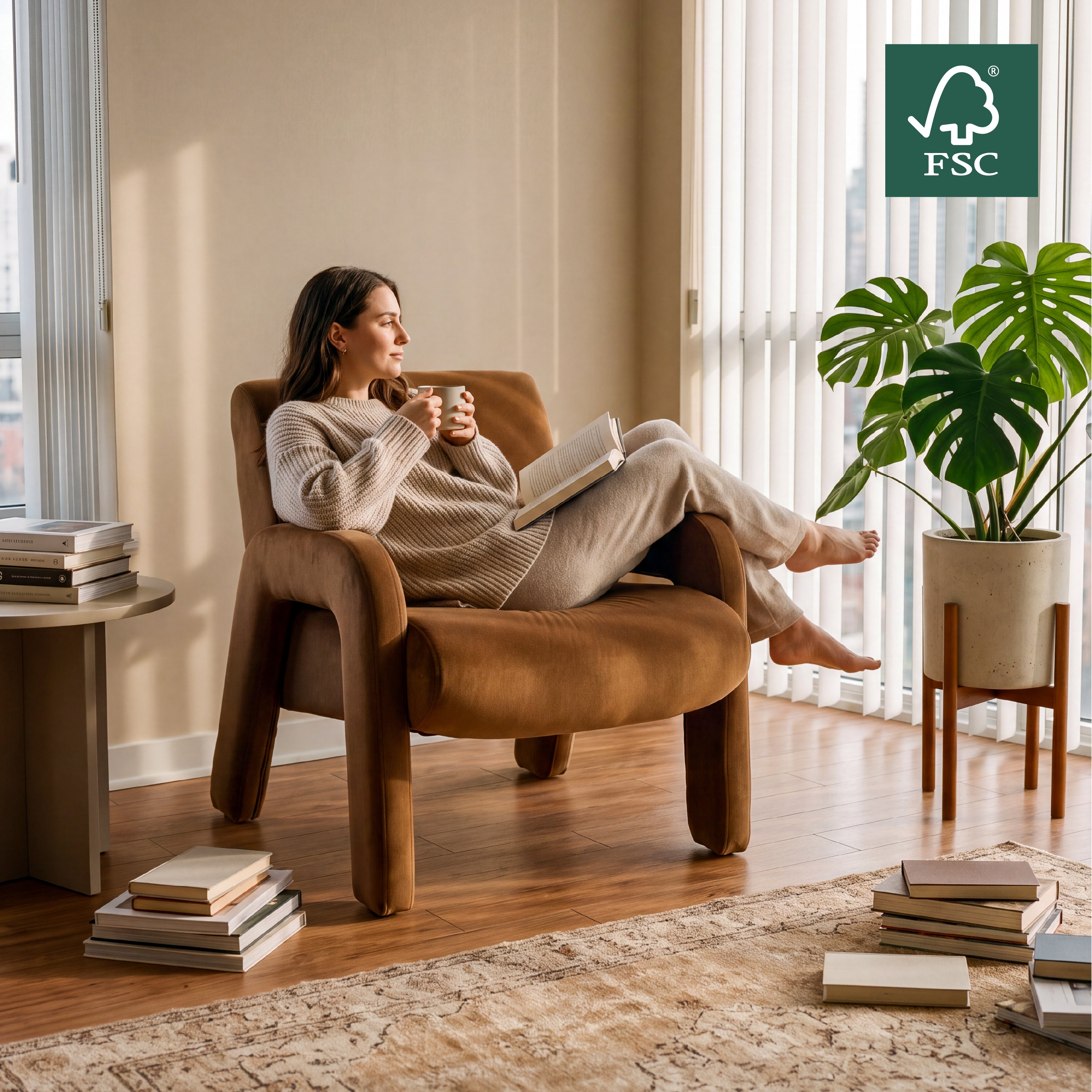 COLAMY AURA Furniture Fully Upholstered Velvet Accent Chair