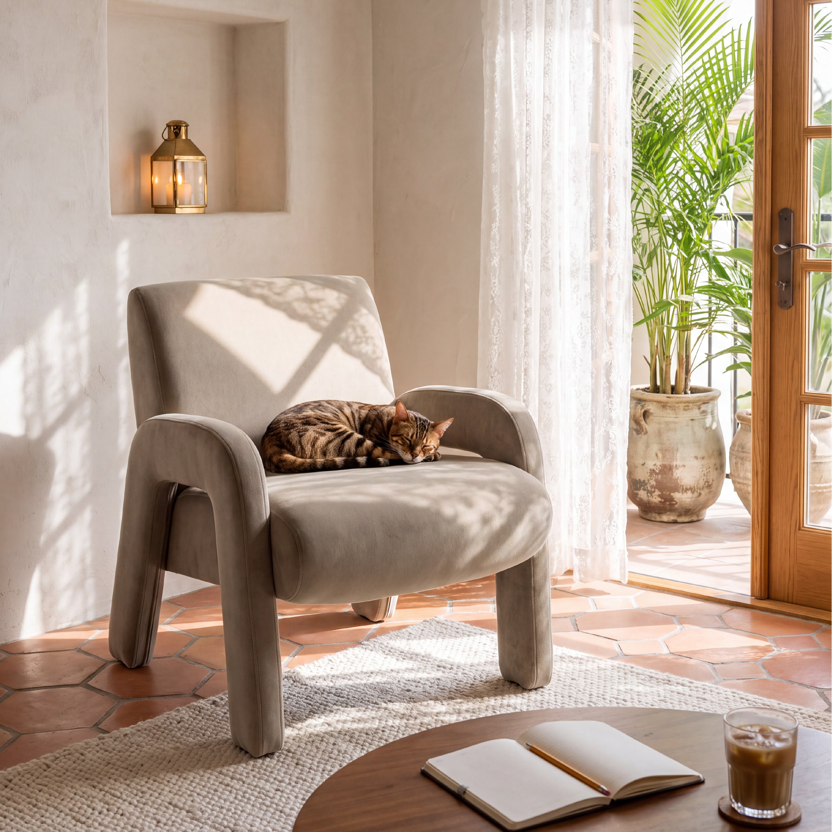 COLAMY AURA Furniture Fully Upholstered Velvet Accent Chair