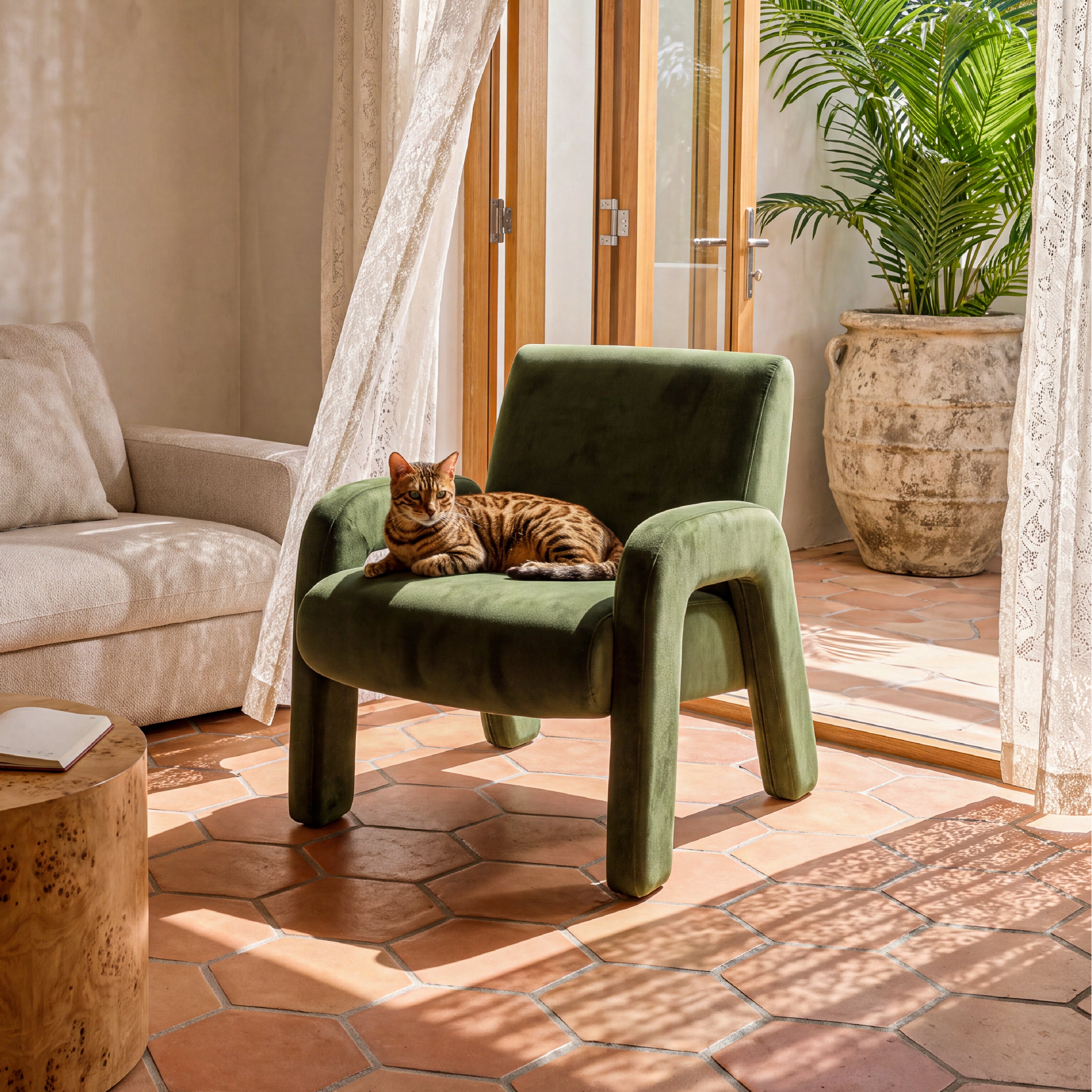COLAMY AURA Furniture Fully Upholstered Velvet Accent Chair