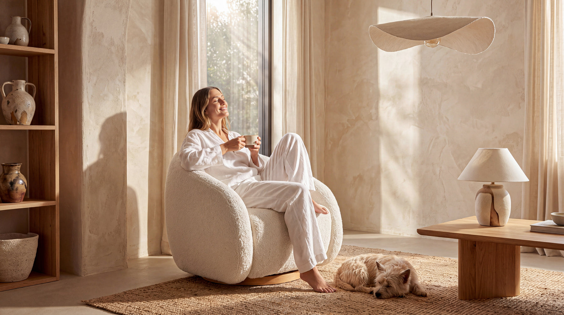 COLAMY AURA Sculpted Swivel Accent Chair