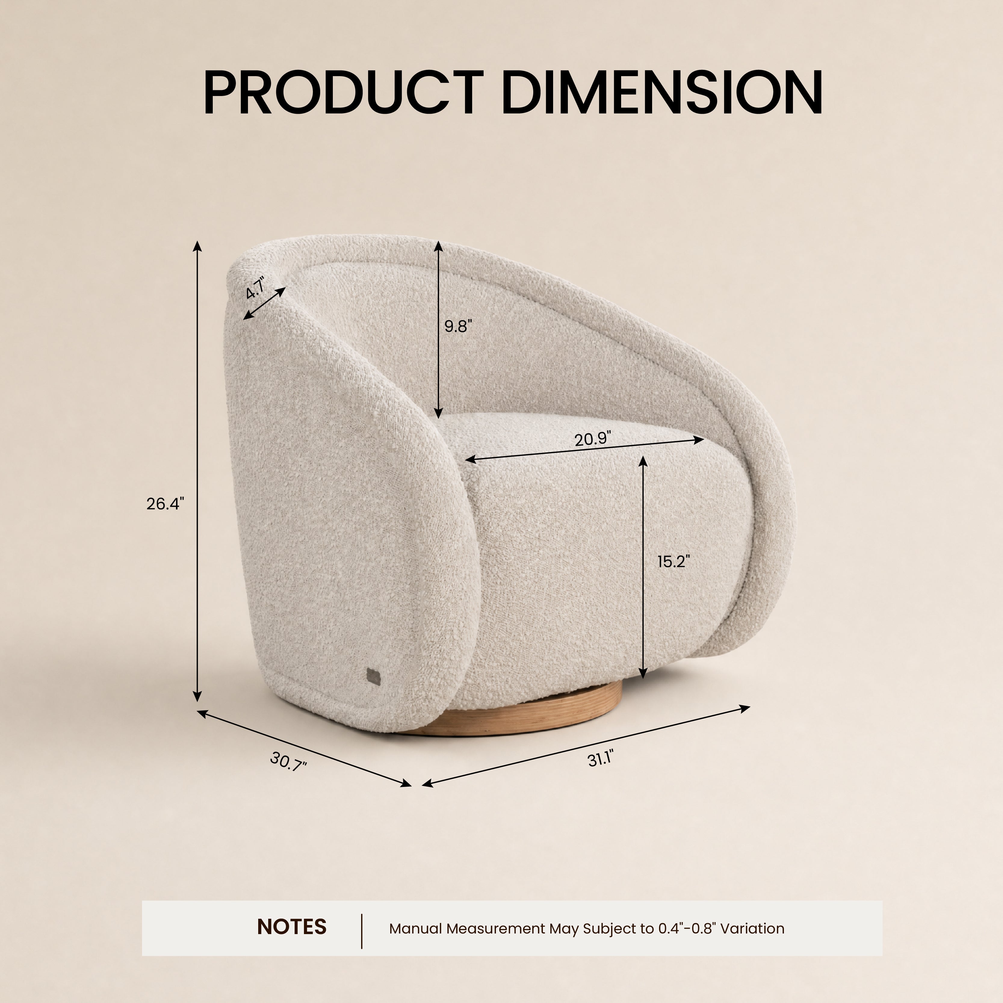 COLAMY AURA Sculpted Swivel Accent Chair