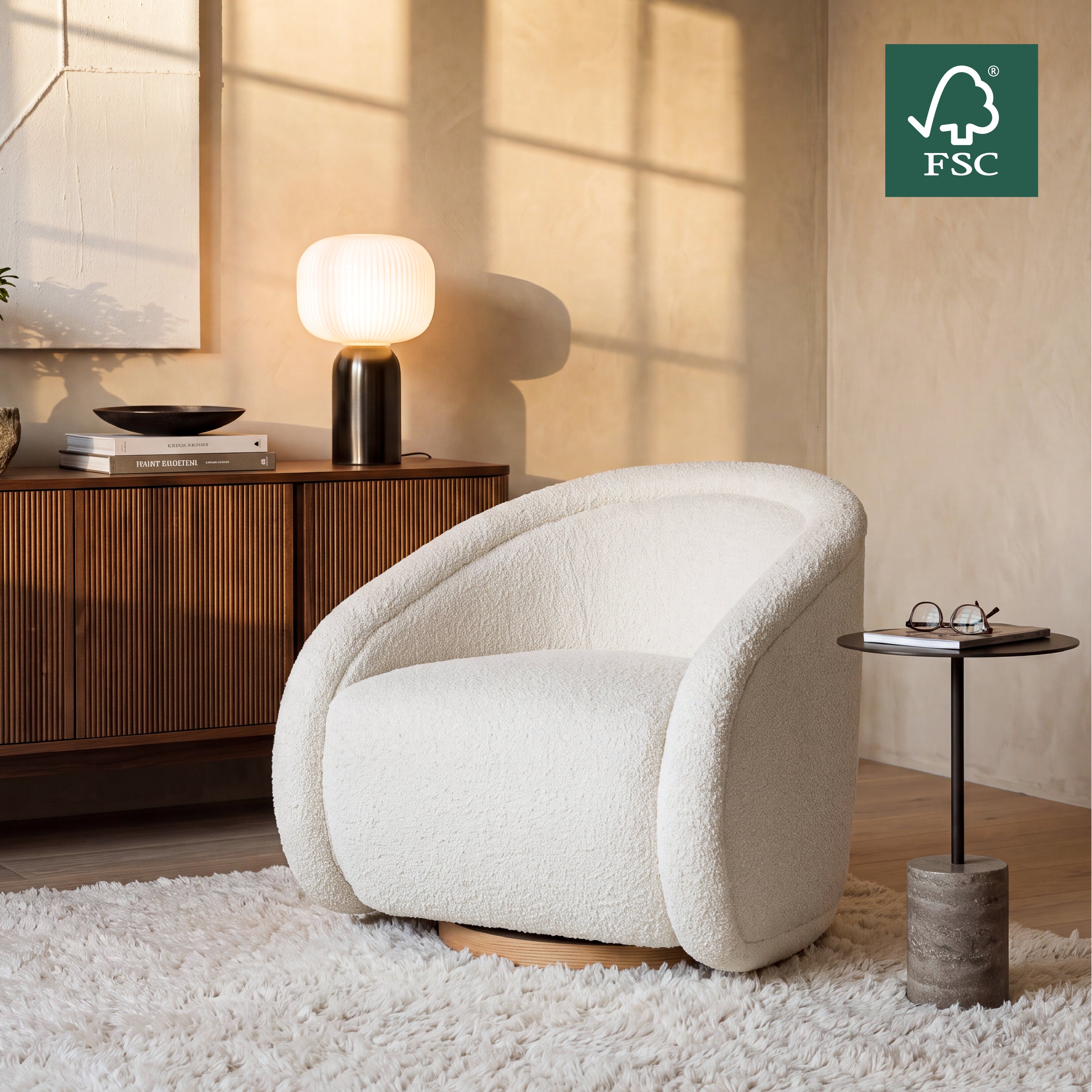 COLAMY AURA Sculpted Swivel Accent Chair