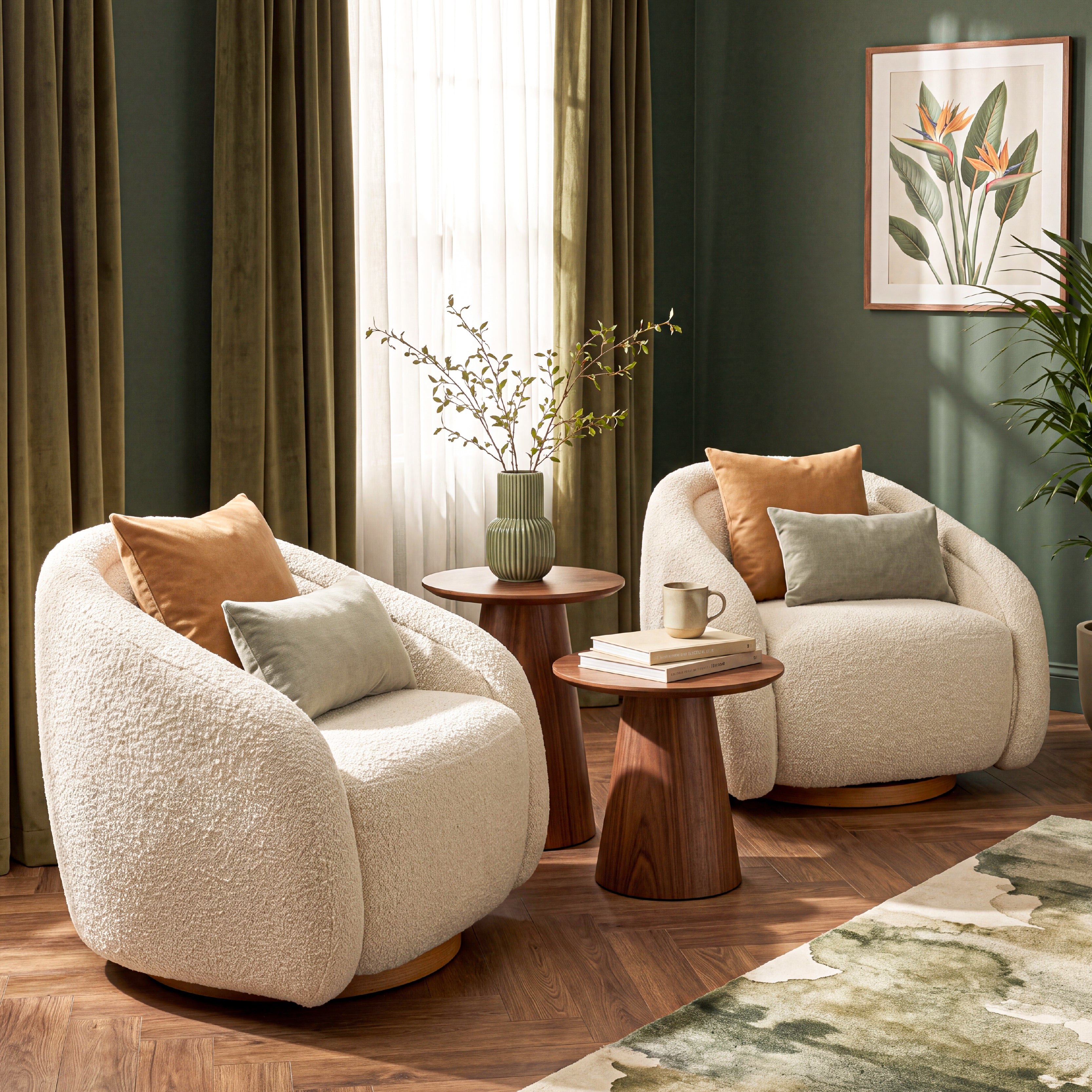 COLAMY AURA Sculpted Swivel Accent Chair