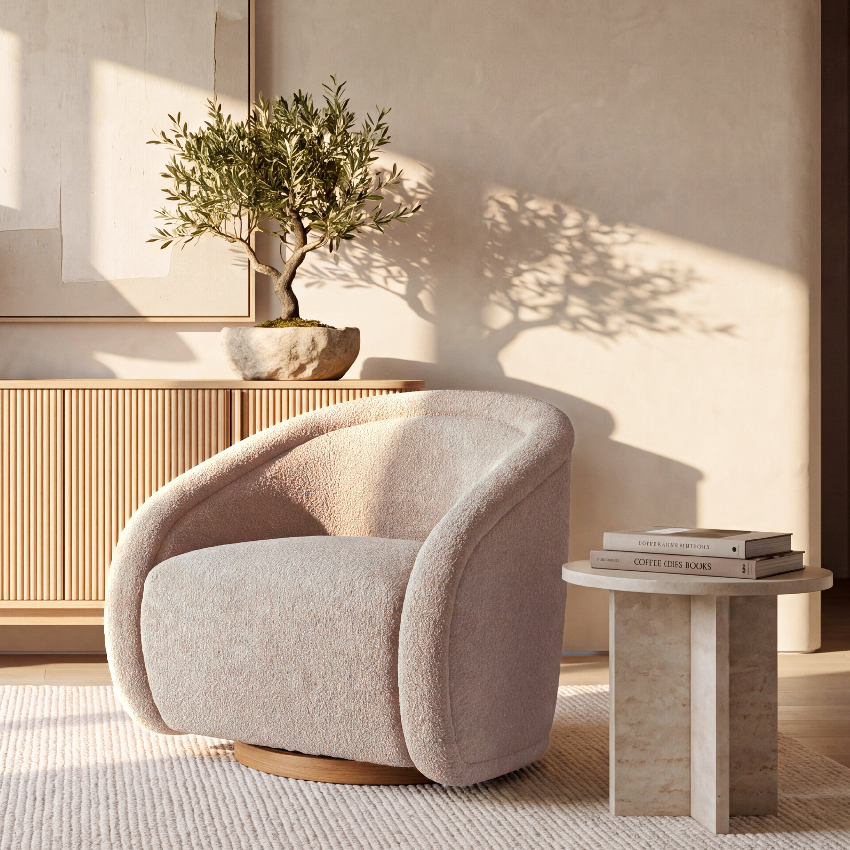 COLAMY AURA Sculpted Swivel Accent Chair