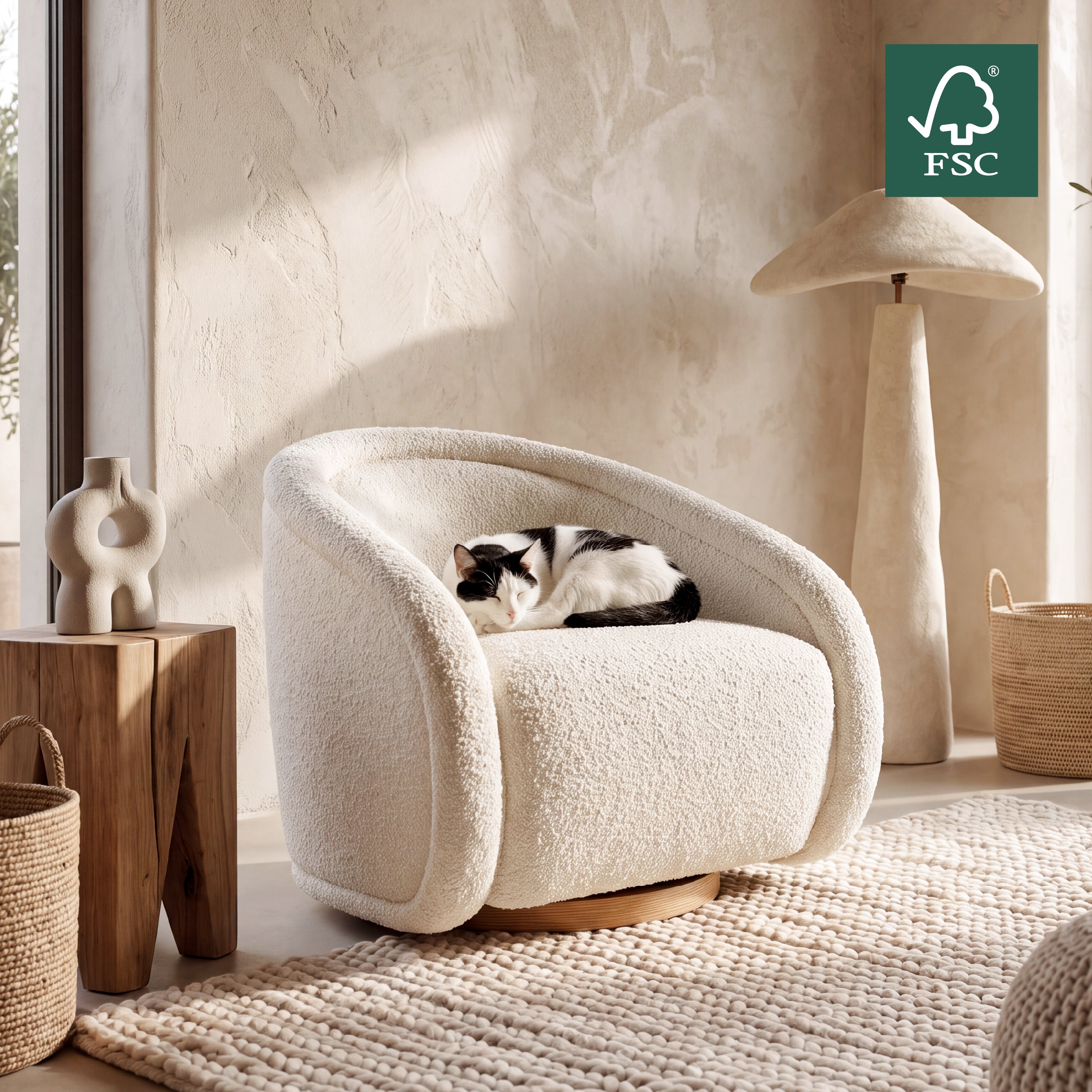 COLAMY AURA Sculpted Swivel Accent Chair