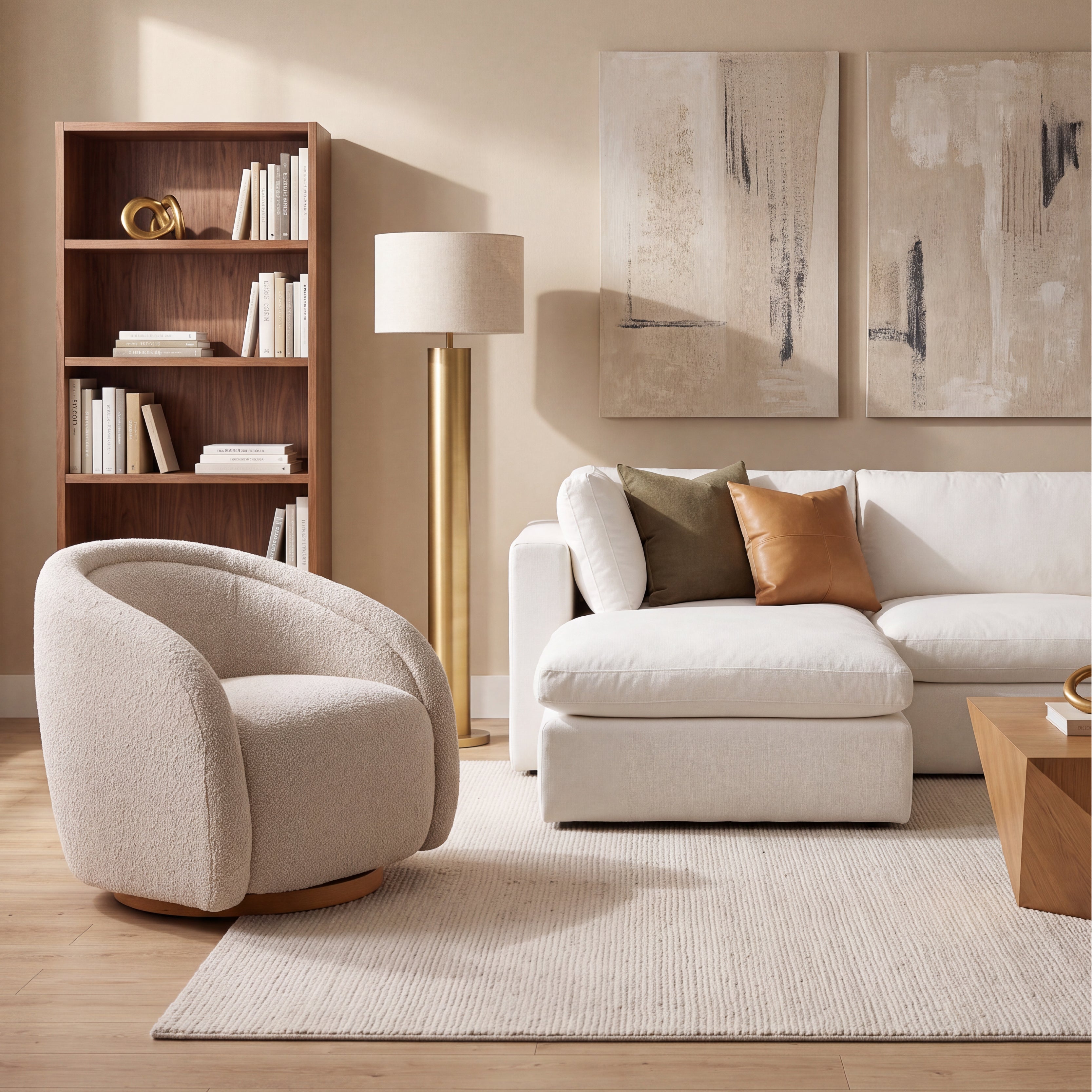COLAMY AURA Sculpted Swivel Accent Chair