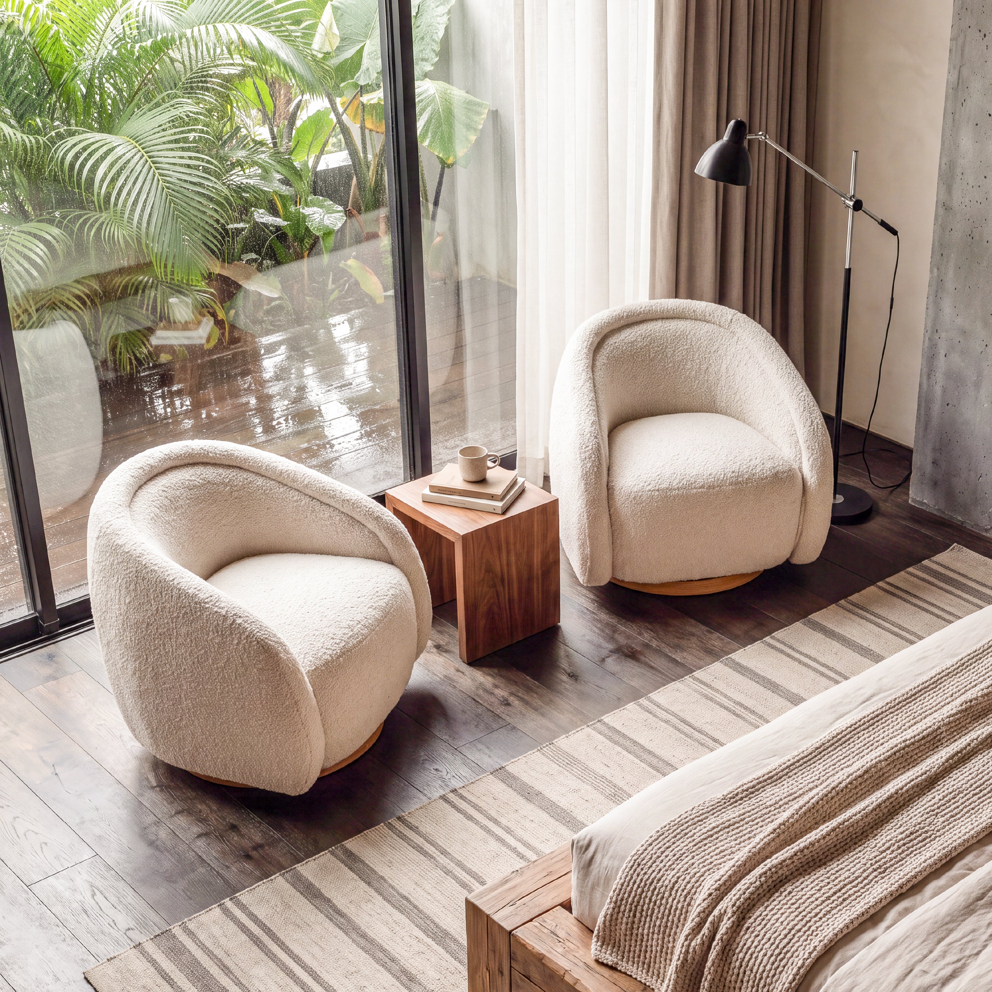 COLAMY AURA Sculpted Swivel Accent Chair
