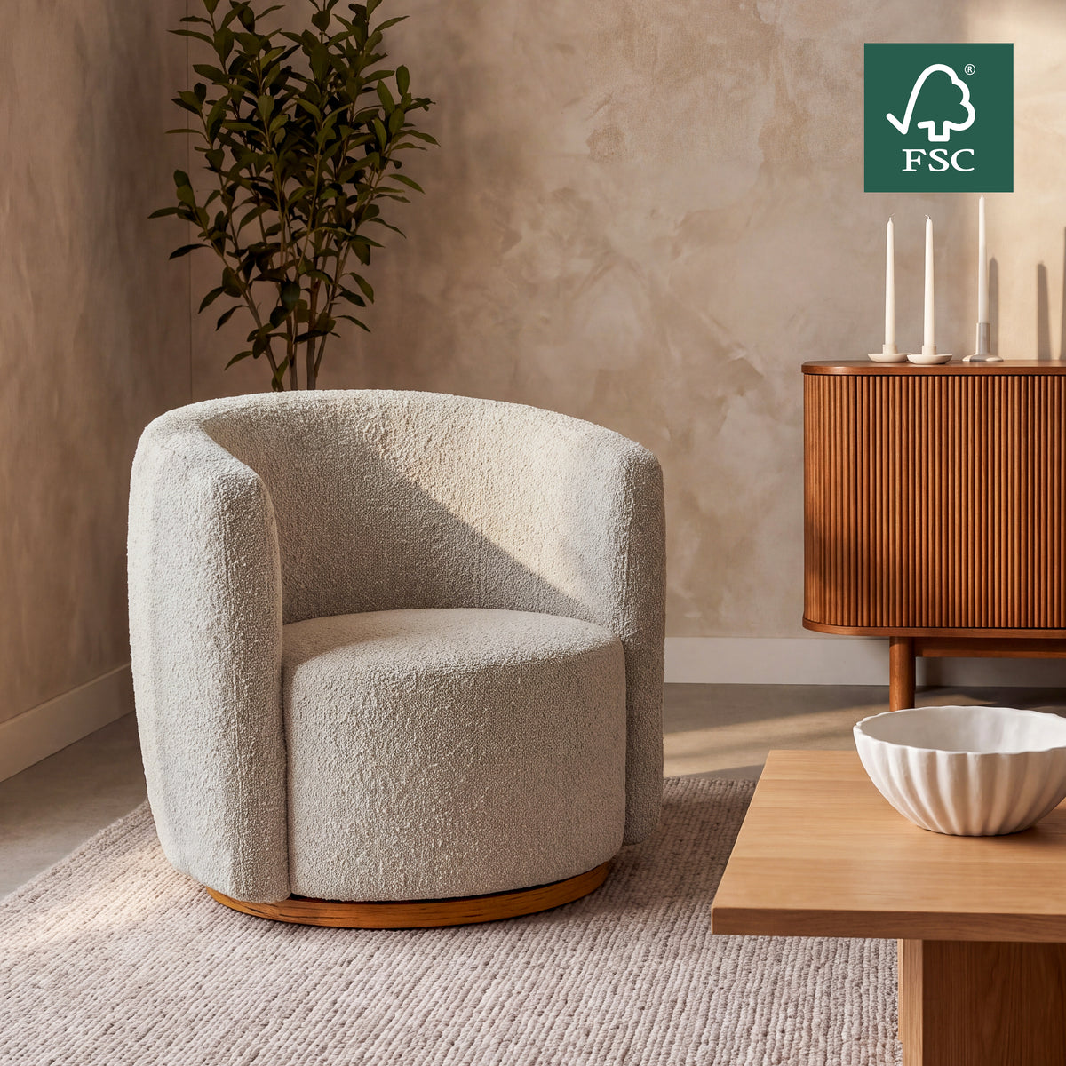 COLAMY AURA Oversized Cocoon Swivel Accent Chair