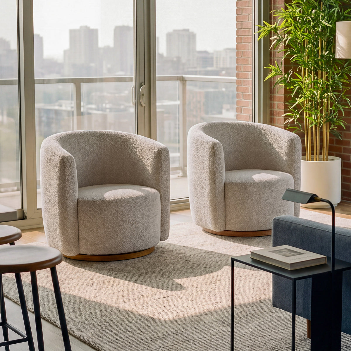 COLAMY AURA Oversized Cocoon Swivel Accent Chair