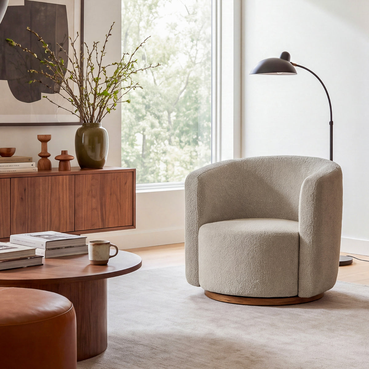 COLAMY AURA Oversized Cocoon Swivel Accent Chair